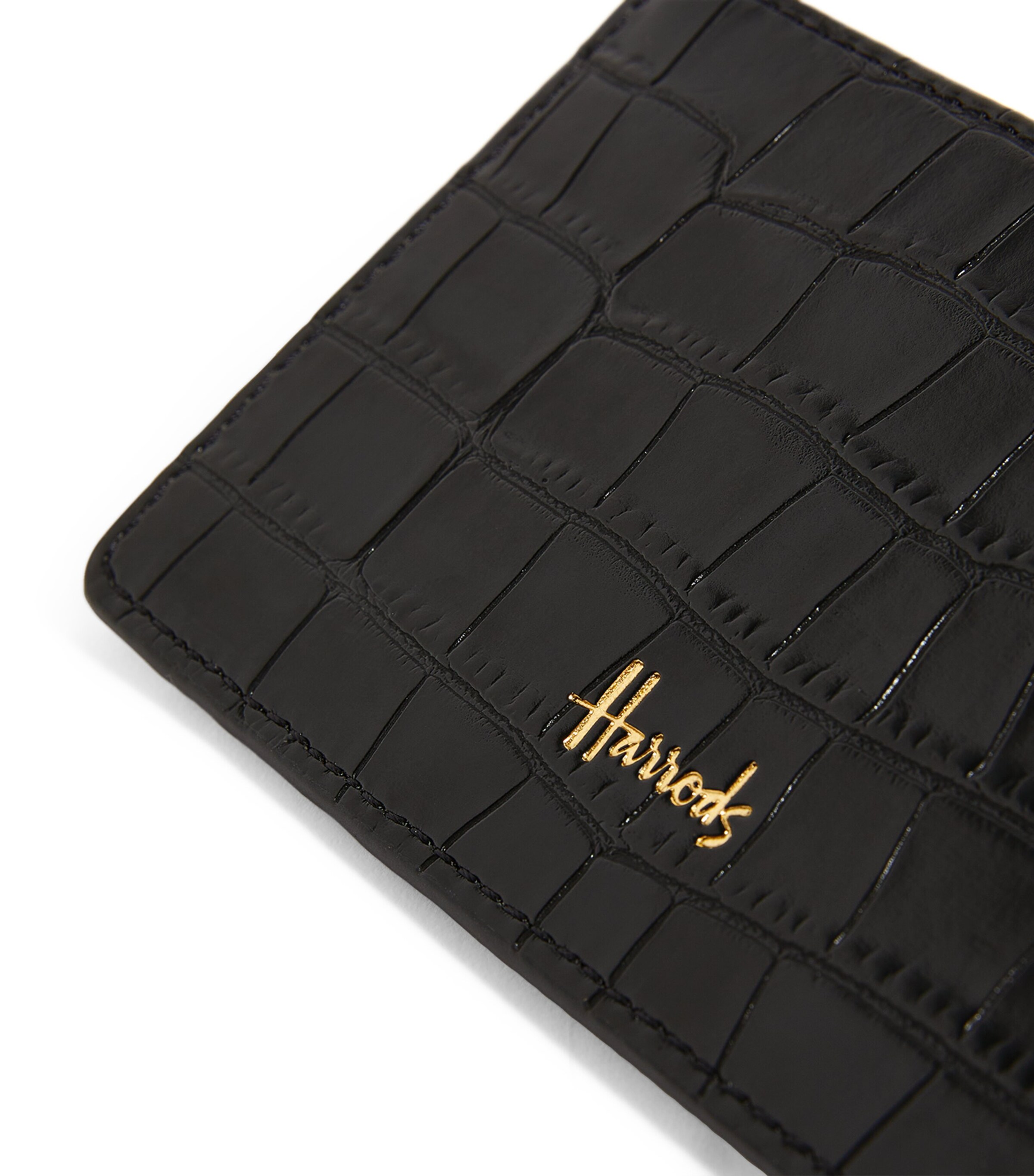 Harrods Black Croc-Embossed Oxford Card Holder | Harrods UK