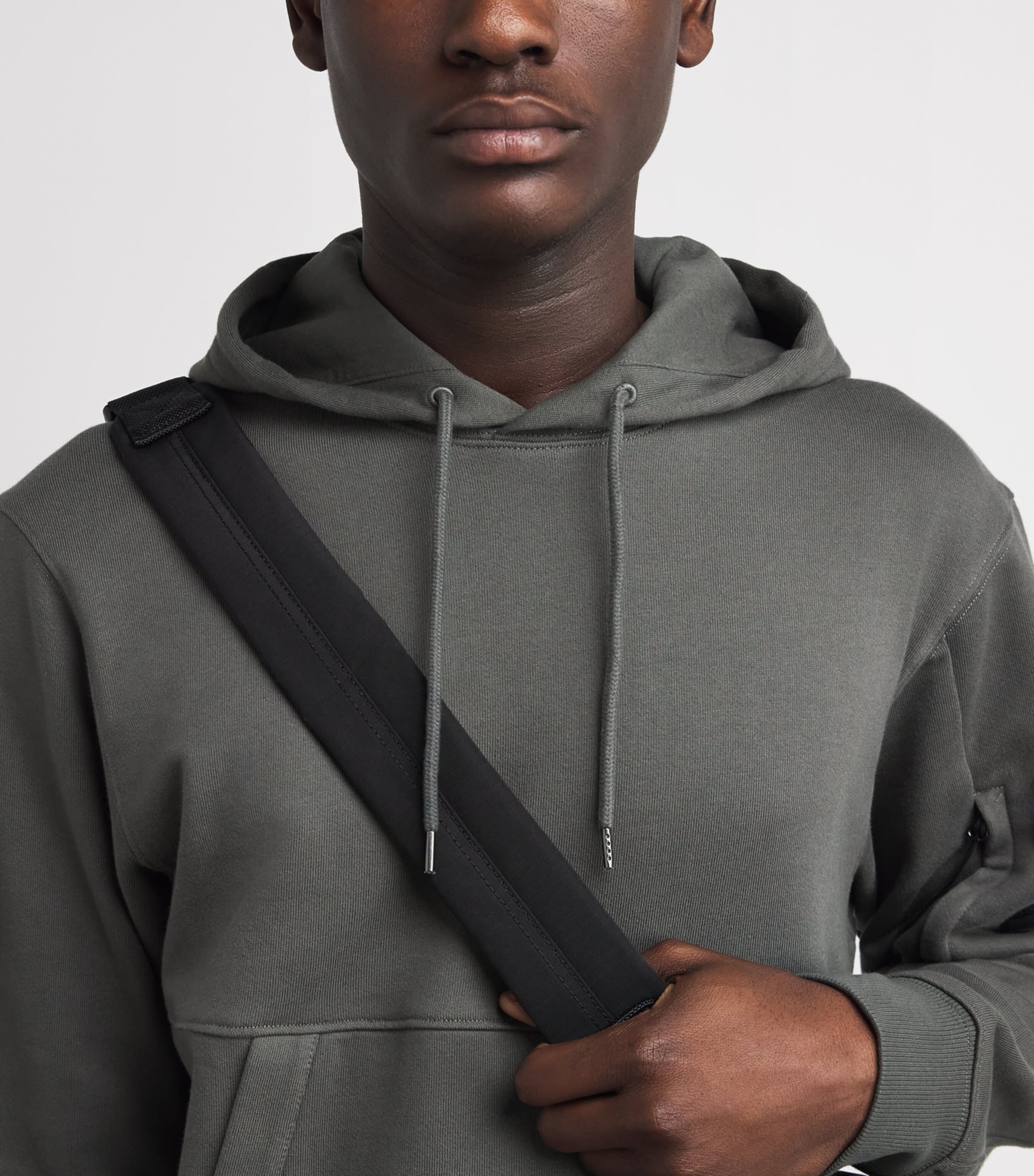 C.P. Company Mens Cotton Goggle-Pocket Hoodie Gunmetal Image 3