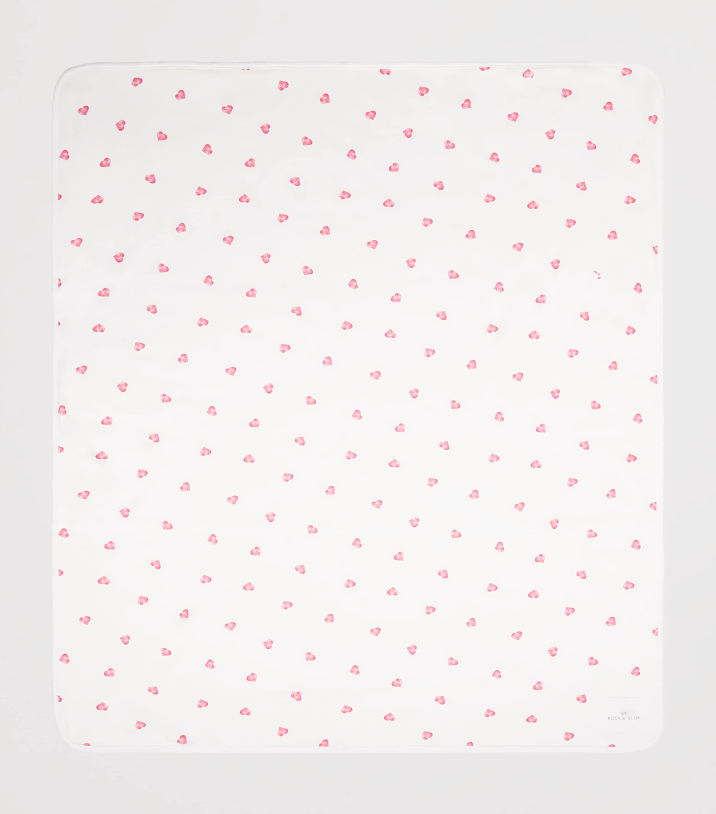 Rosa & Blue Bamboo-Organic Cotton Hearts Baby Blanket Pink Heart Image 2