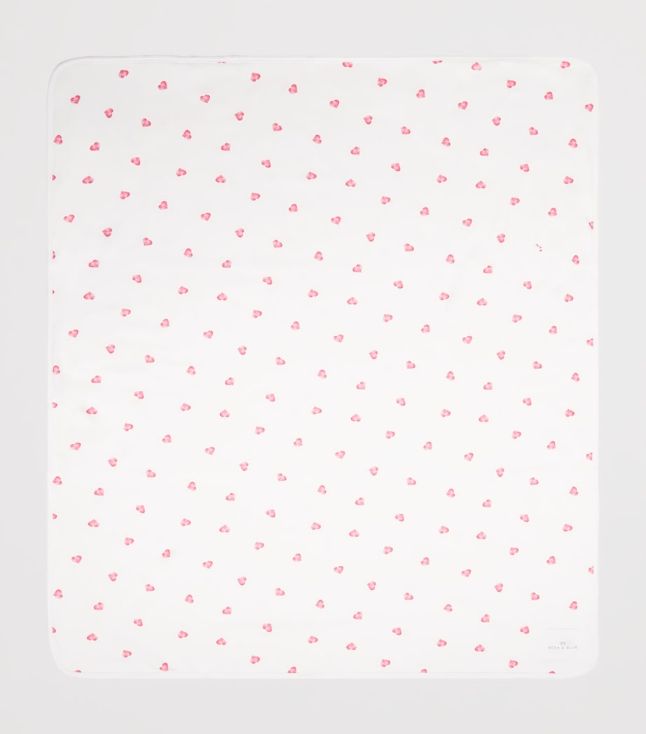 Rosa & Blue Bamboo-Organic Cotton Hearts Baby Blanket Pink Heart Image 2