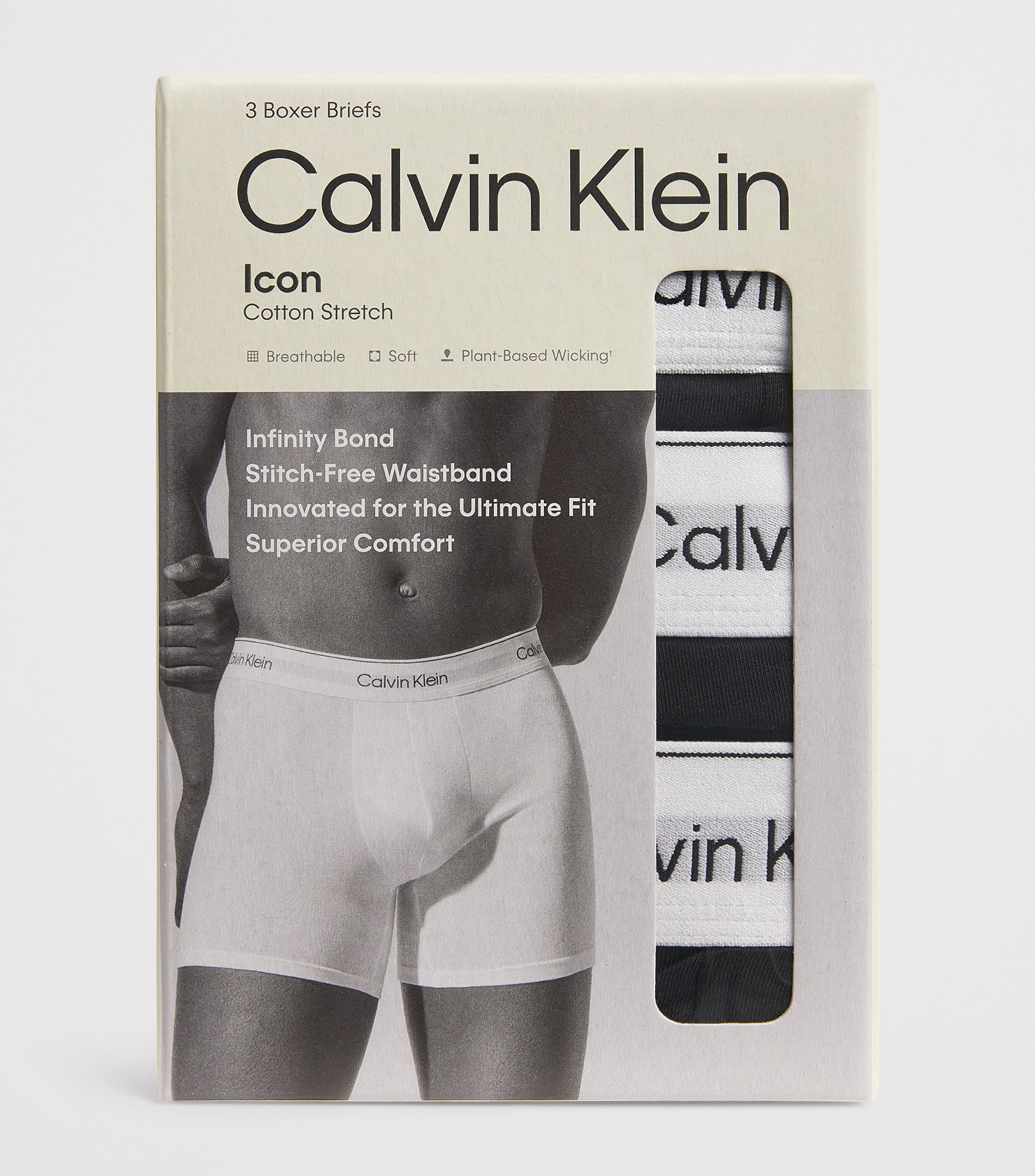 Calvin Klein Mens Stretch-Cotton Icon Boxer Briefs (Pack of 3) Black Image 4