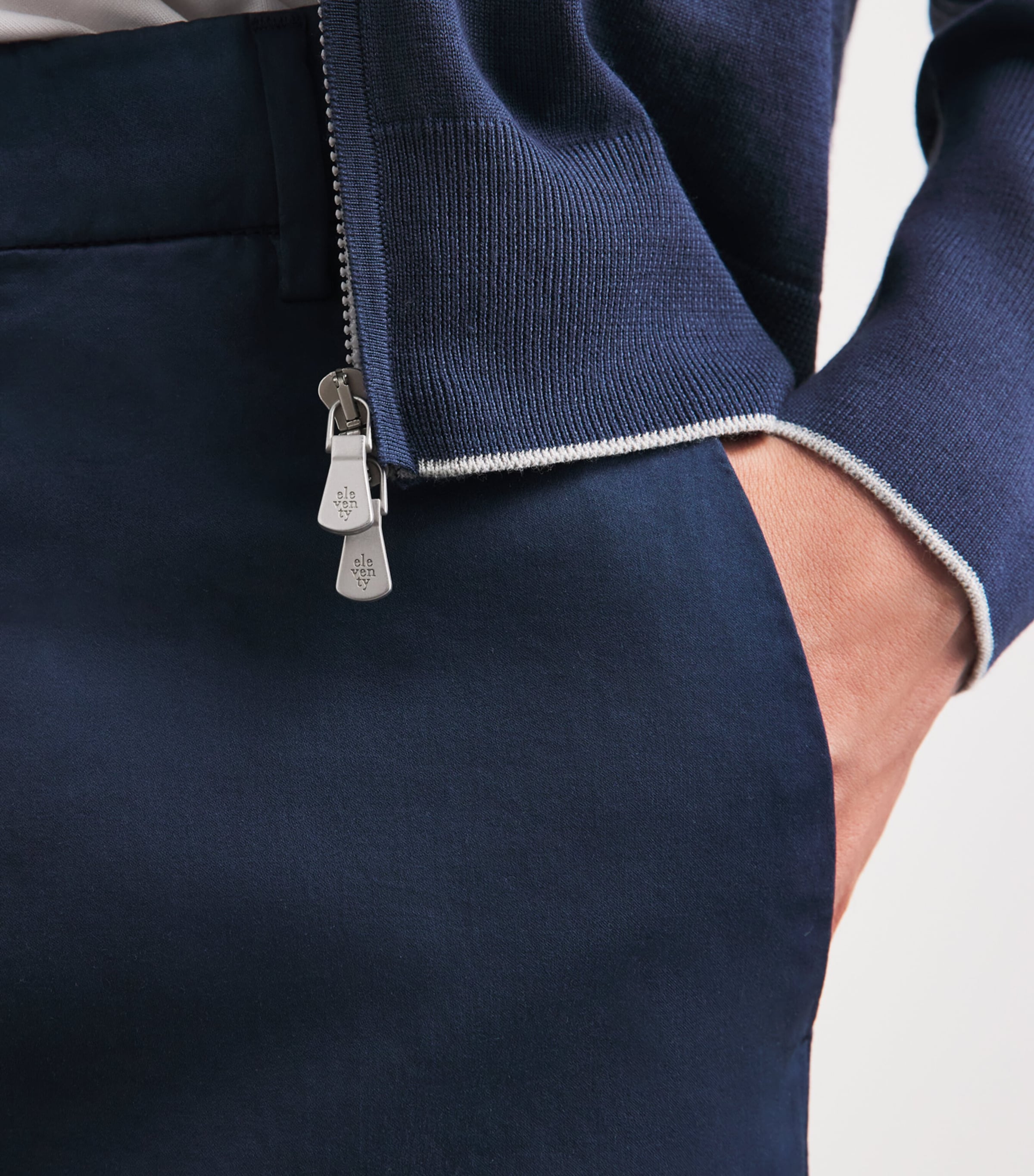 Eleventy Mens Merino Wool Double-Zip Cardigan Blu Royal, Gr. Chiar Image 3