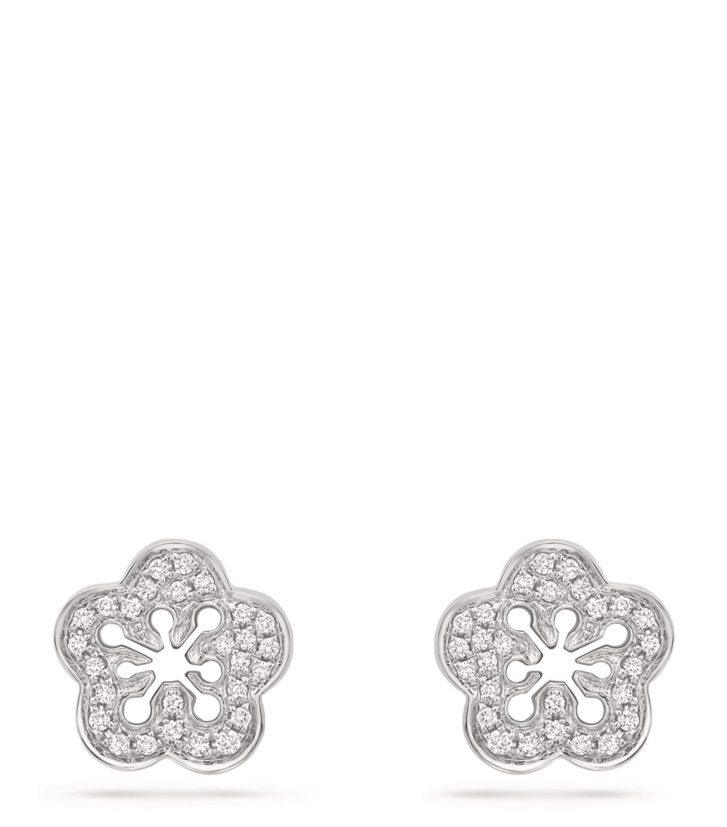 Shop Boodles White Gold And Diamond Blossom Stud Earrings