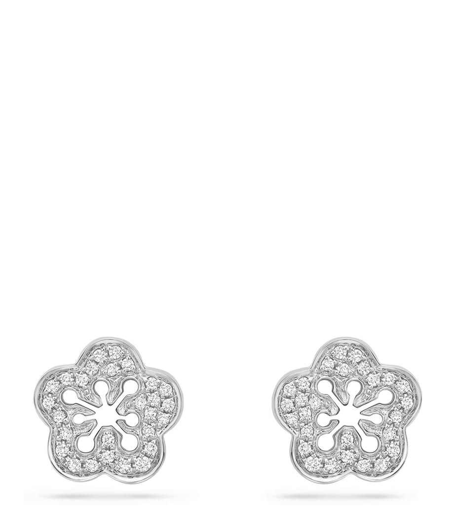 White Gold and Diamond Blossom Stud Earrings SILVER Image 1