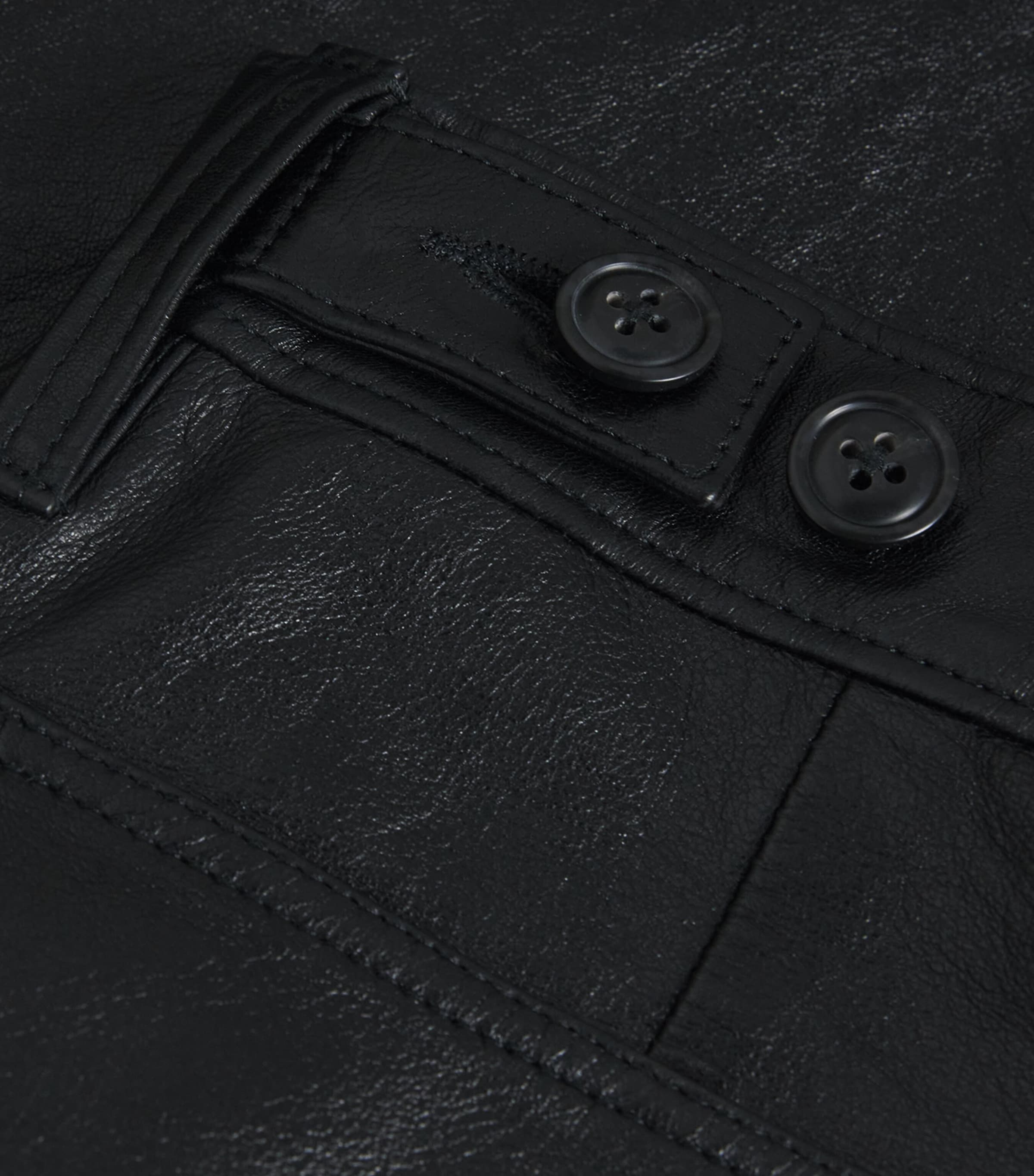 Lambskin Wide-Leg Trousers BLACK Image 5