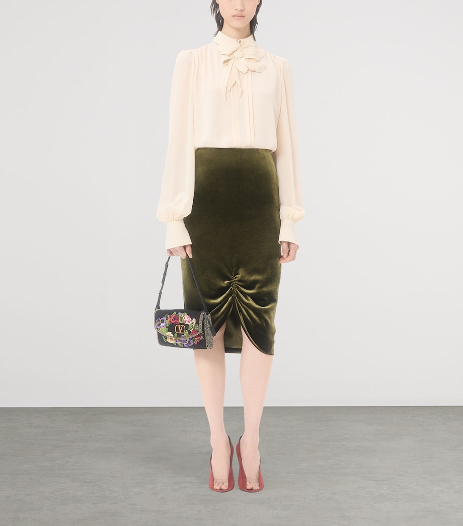 Valentino Womens Silk Floral-Embroidered Blouse Image 5