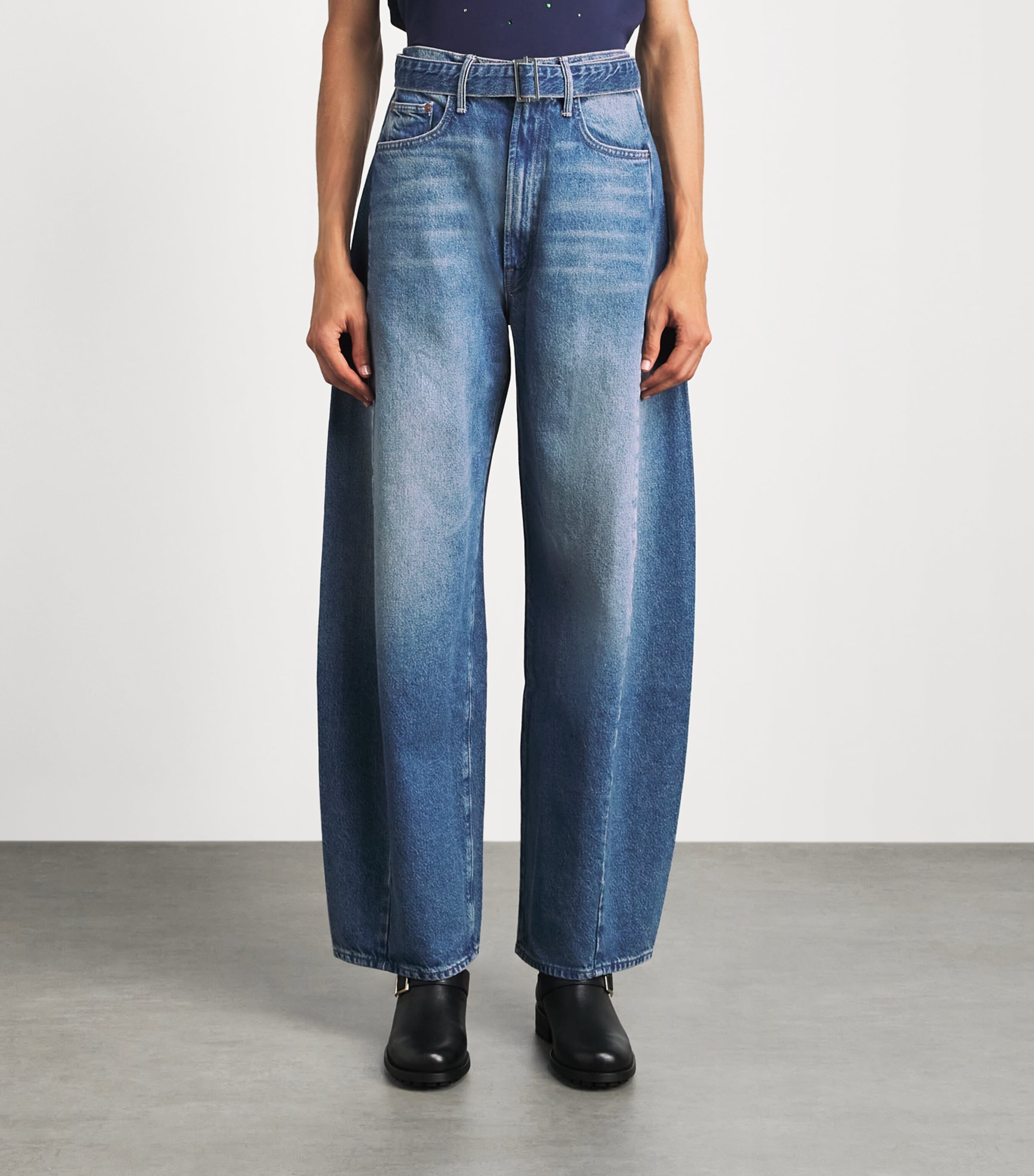 MOTHER Womens Belted The Spoonful Nerdy High-Rise Barrel Jeans Tootsie Image 4