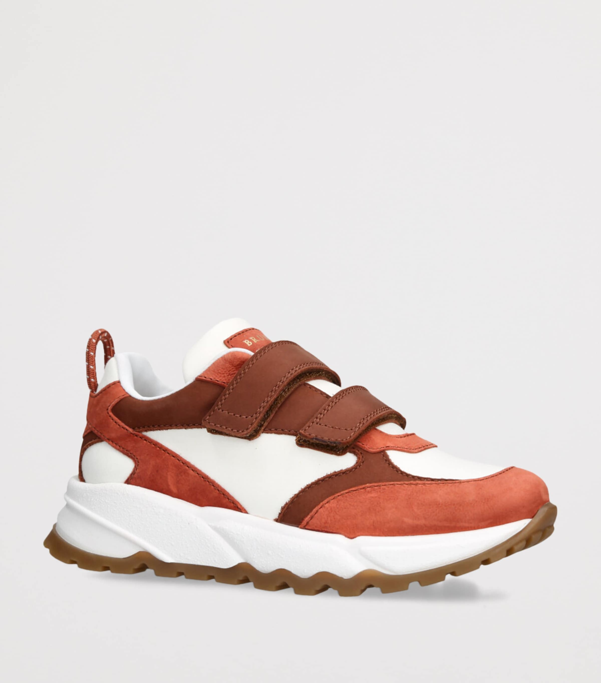 Brunello Cucinelli Kids Leather-Panel Velcro-Strap Sneakers White/red Image 3
