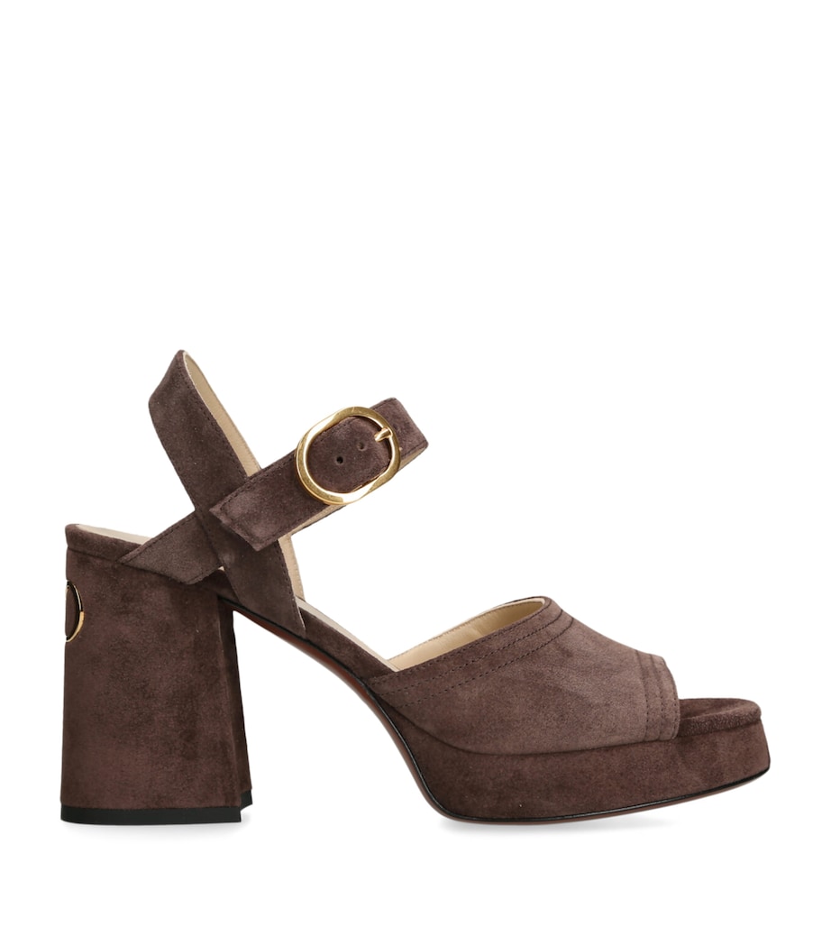 Suede Fawcette Heeled Sandals 90 DARK BROWN Image 1