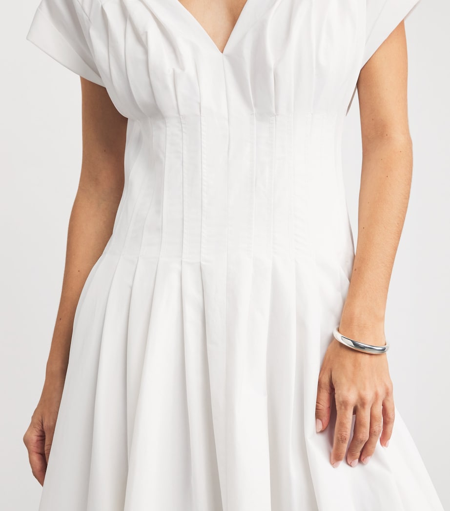 Cotton Pleated Nina Midi Dress WHITE Image 6