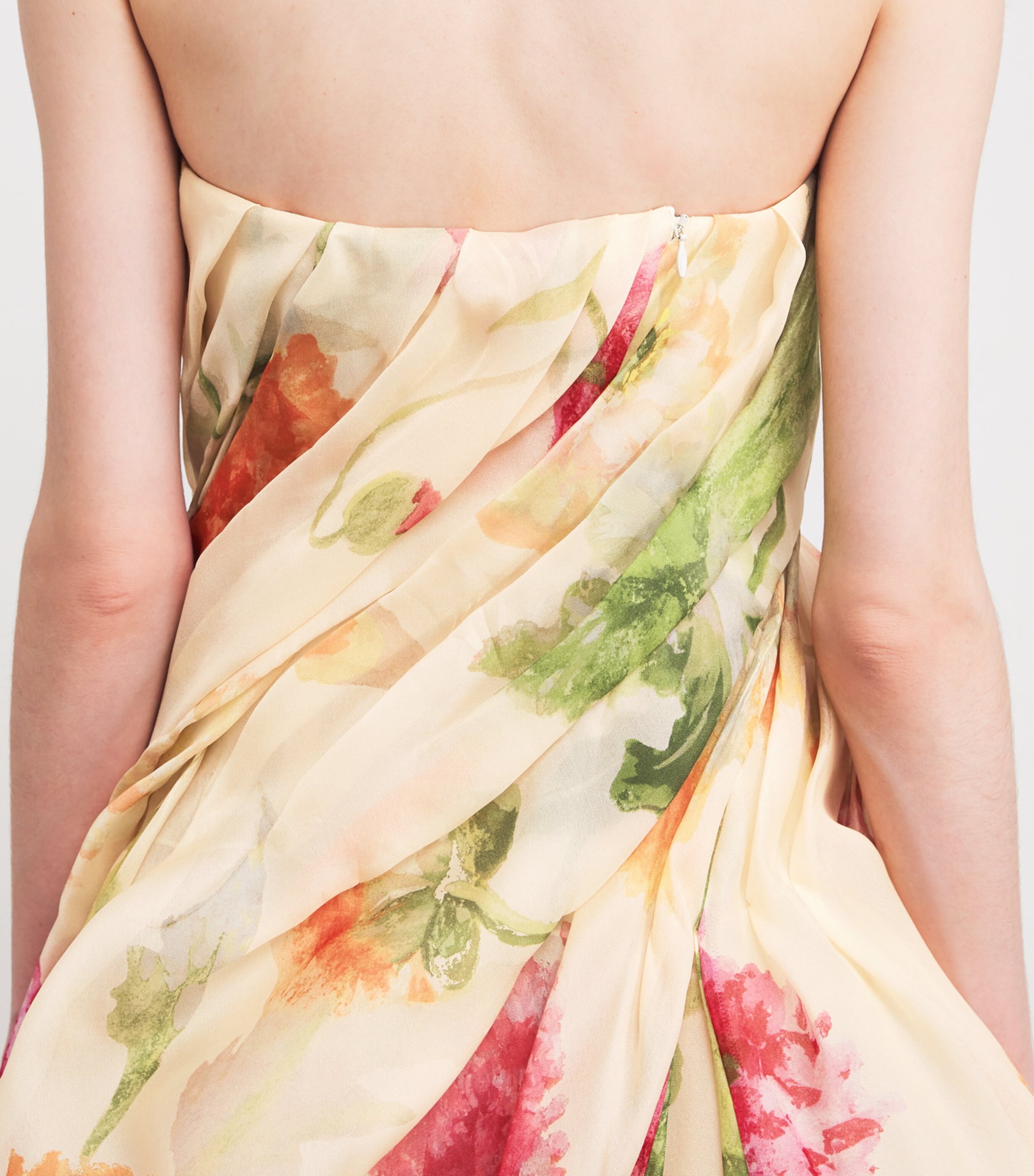 Carolina Herrera Womens Silk Organza Floral Gown Almond Multi Image 6