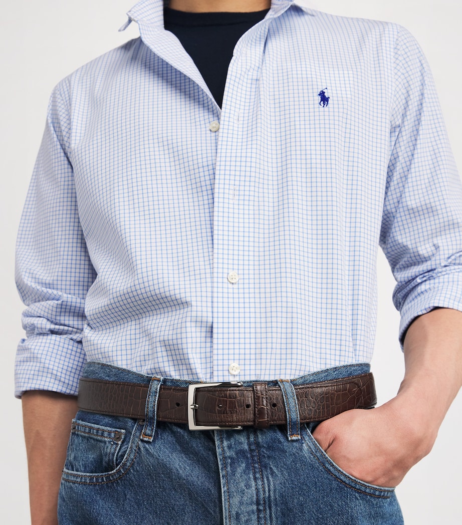 Cotton Poplin Check Shirt WHITE BLUE Image 6