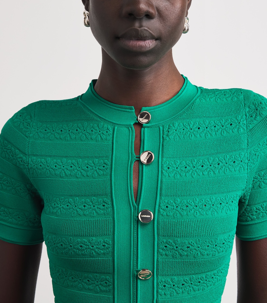 Sandro Paris Womens Knit Button-Down Midi Dress Emeuraude Green Image 3