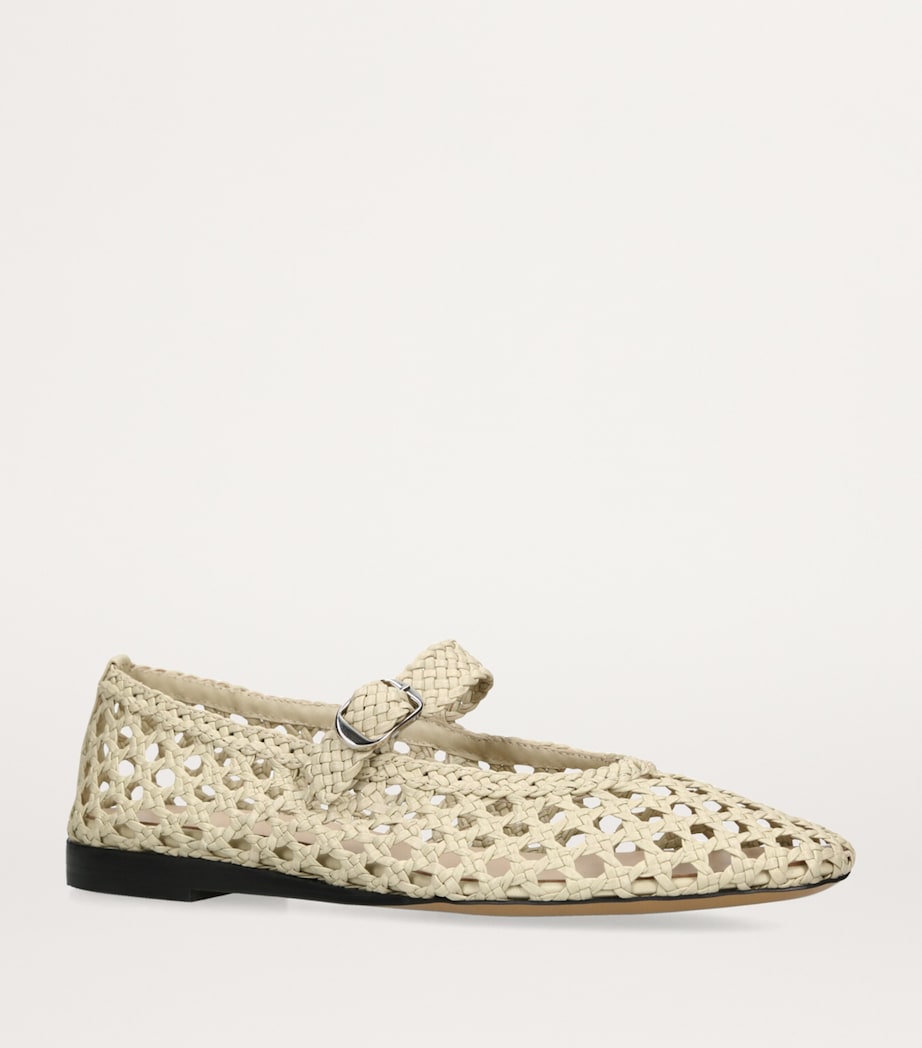 Leather Woven Mary Janes WHITE Image 3