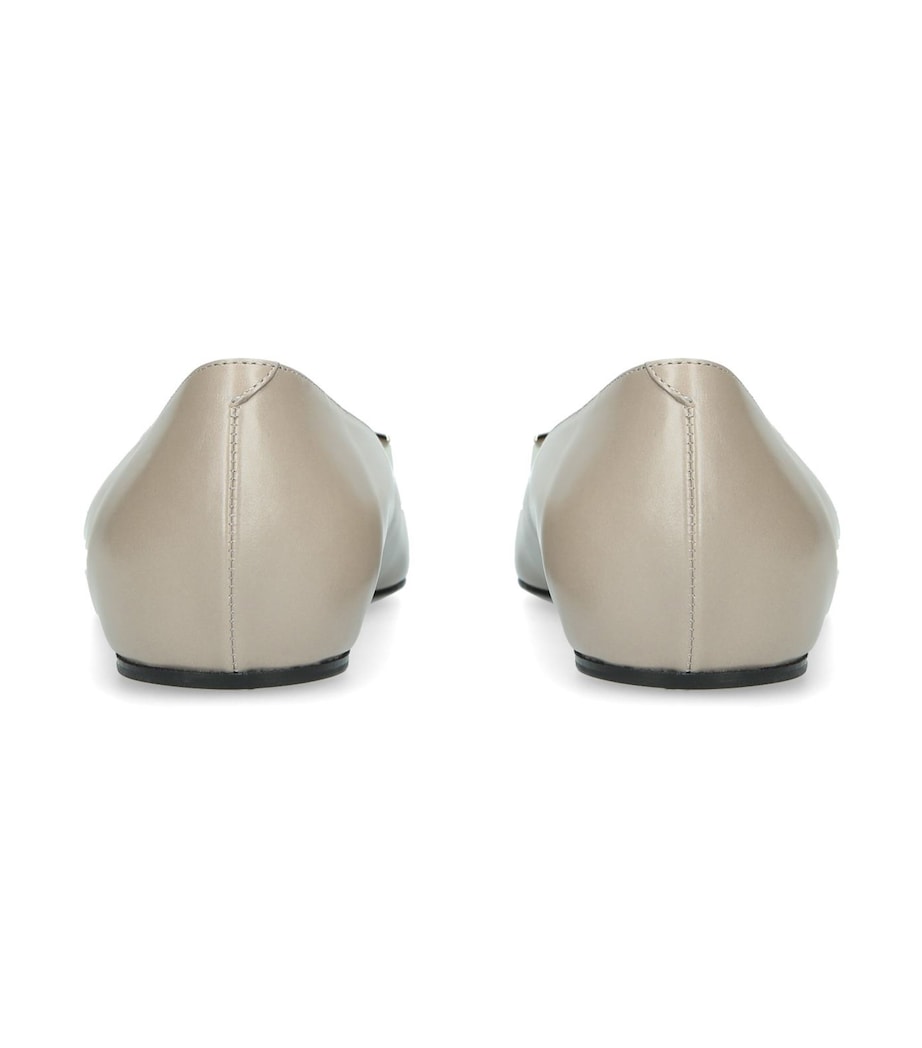 Leather Quadrata Trompette Flats BEIGE Image 4