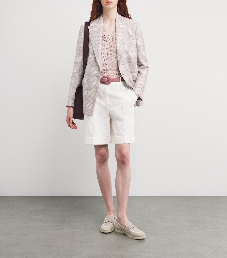 Cotton-Blend Darted Shorts BIANCO Image 2