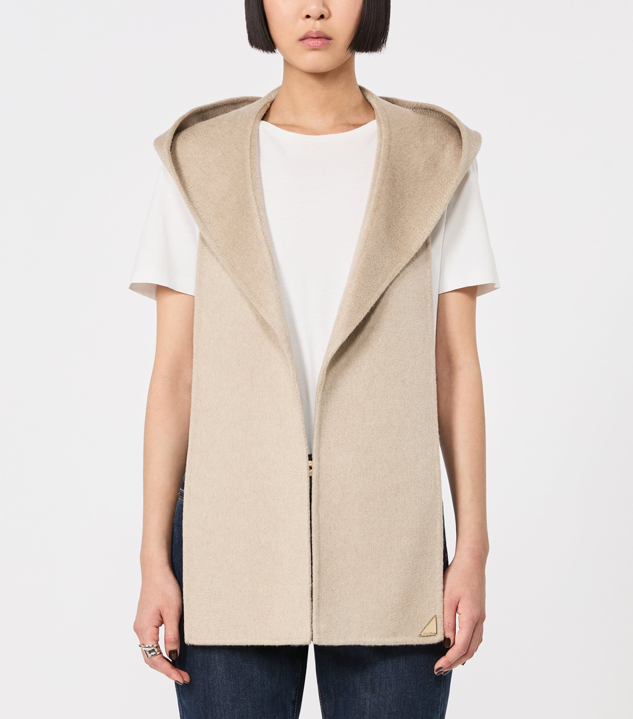 Max Mara Cashmere Hooded Scarf Sand Image 3