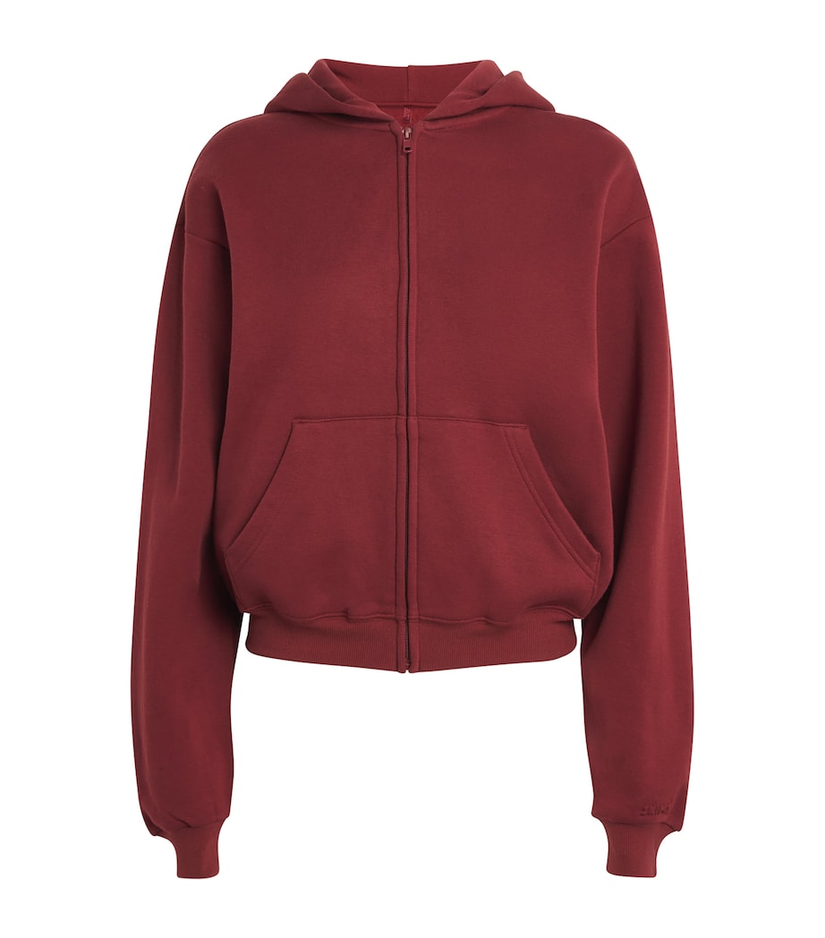 Cotton-Blend Fleece Zip-Up Hoodie MERLOT Image 1