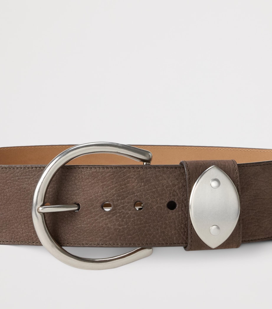 Ralph Lauren Collection Leather Oversized Buckle Belt Luggage Brown Image 3