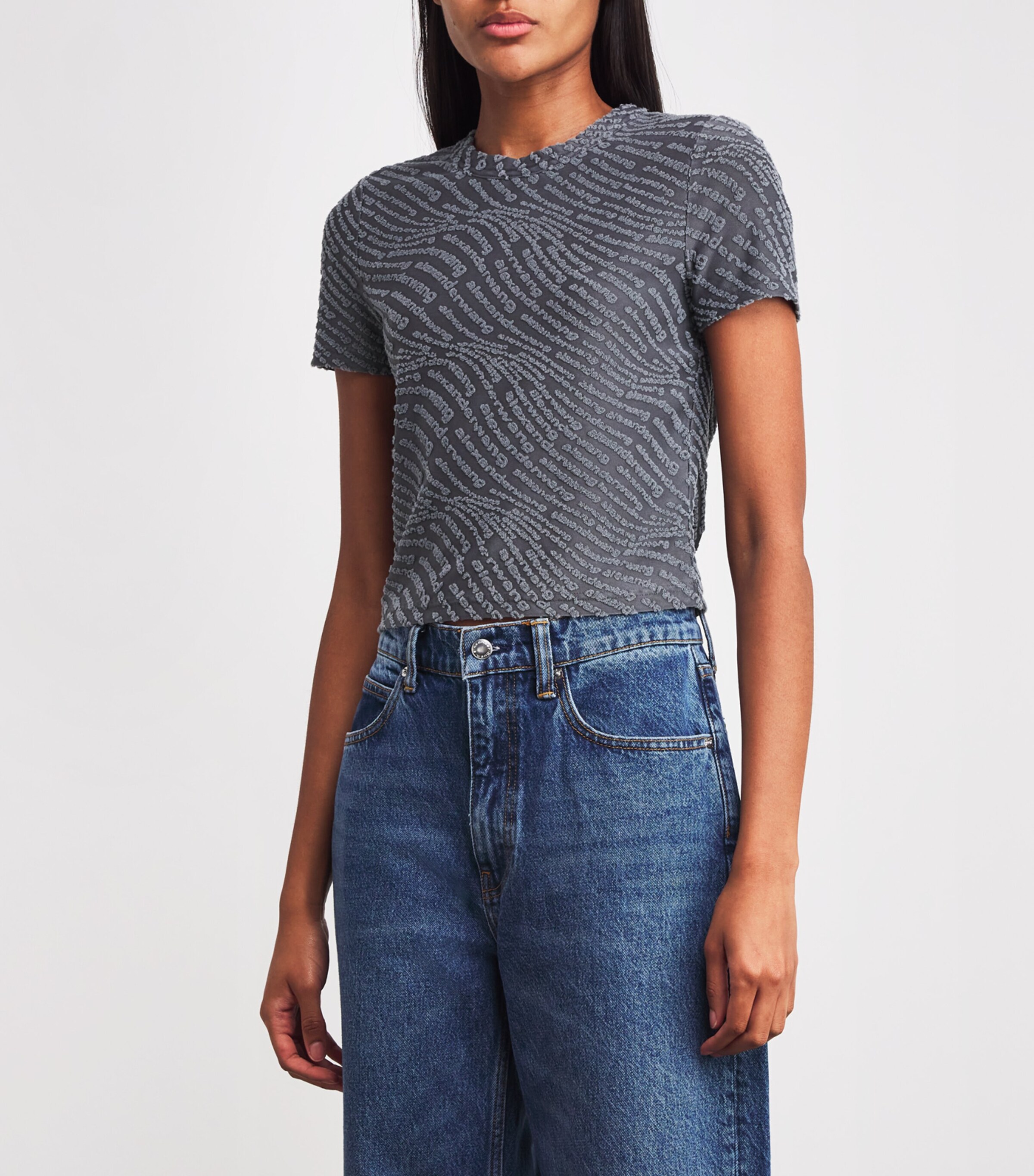 Alexander Wang Womens Jersey Logo T-Shirt Graphite Image 3