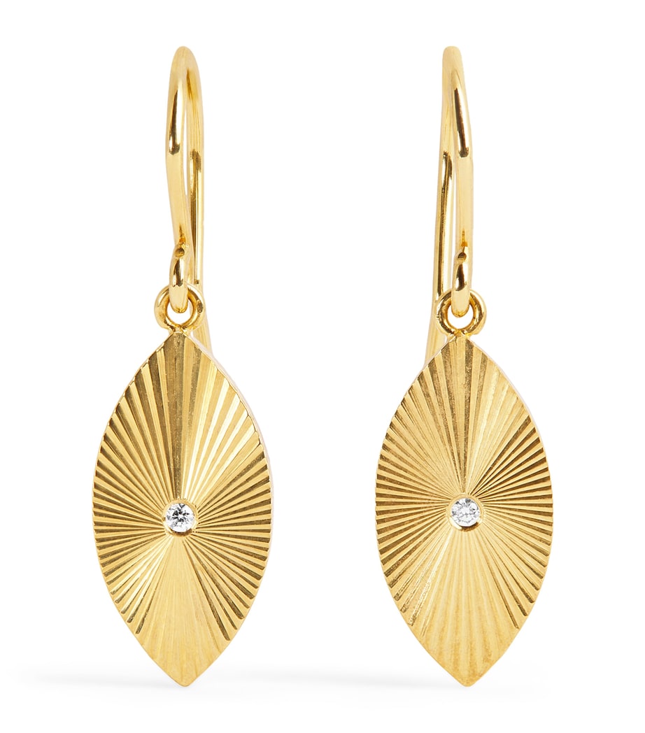 Mini Yellow Gold and Diamond 70s Evil Eye Earrings YELLOW GOLD Image 1