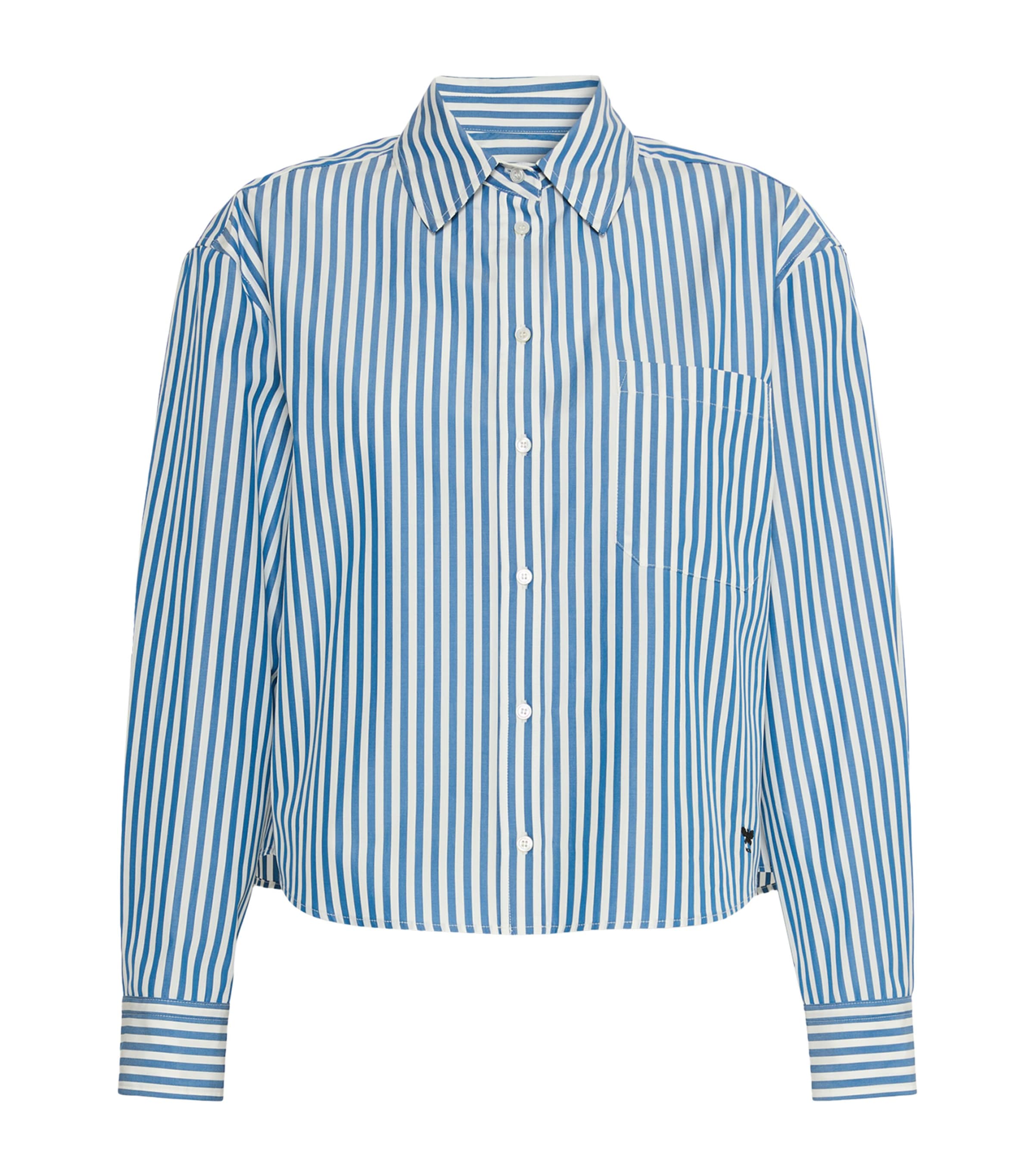 Weekend Max Mara Womens Stripe Cropped Shirt Cornflower Blue Image 1