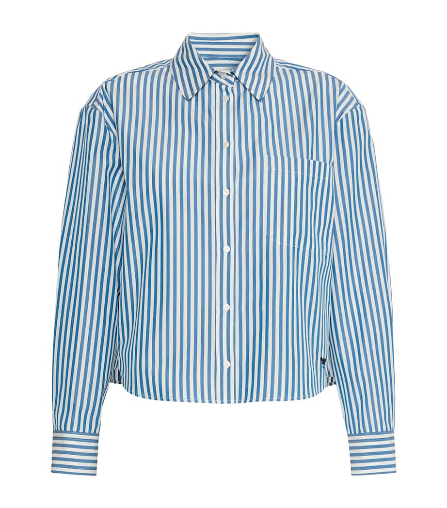 Weekend Max Mara Womens Stripe Cropped Shirt Cornflower Blue Image 1