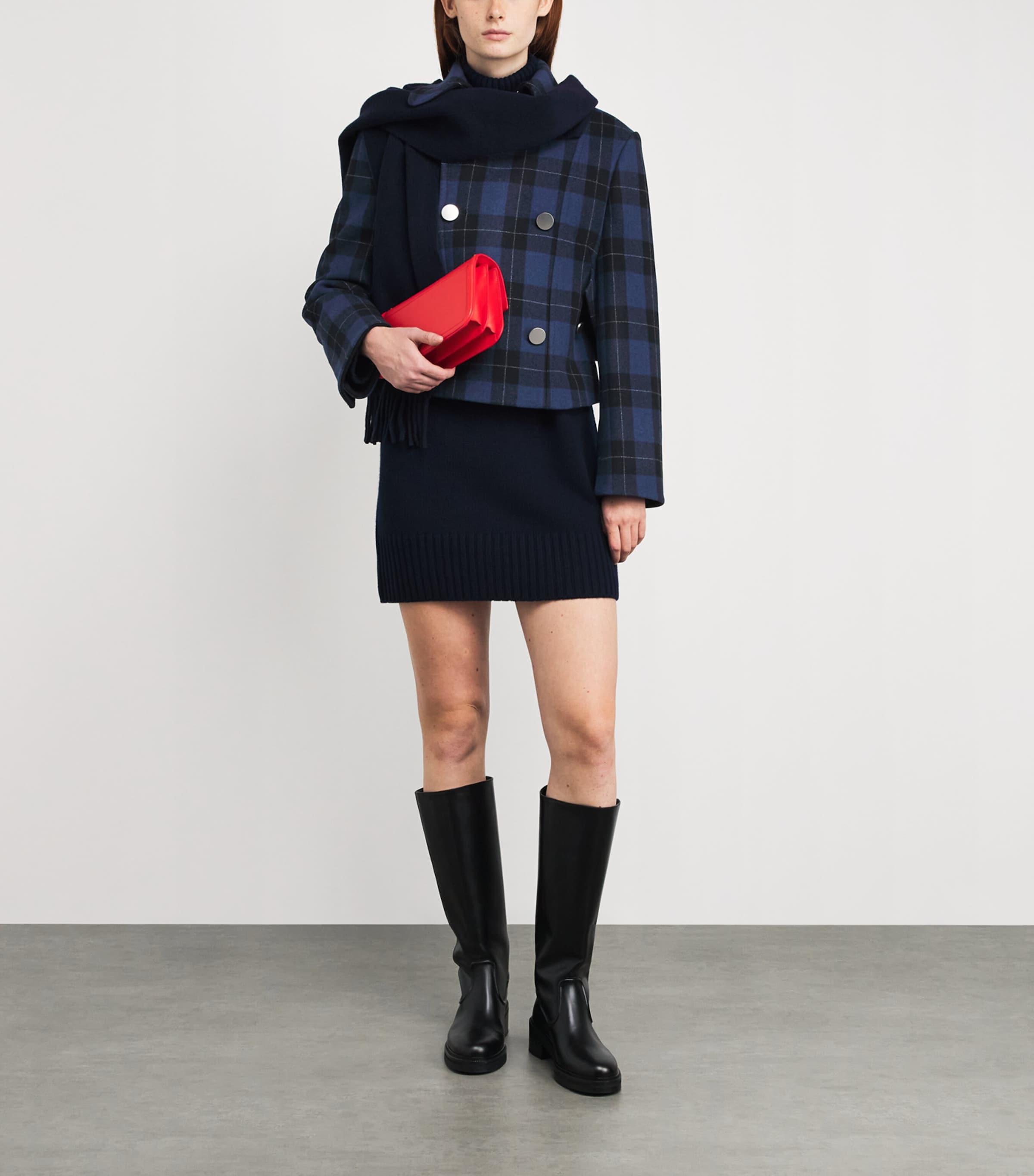 Wool-Blend Check Jacket NAVY Image 2