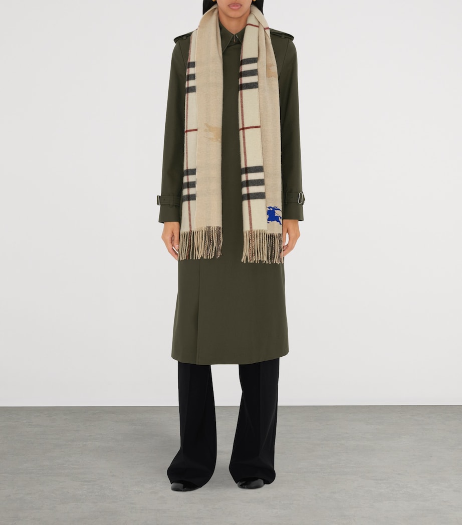 Cashmere Reversible Check EKD Scarf STONE Image 3