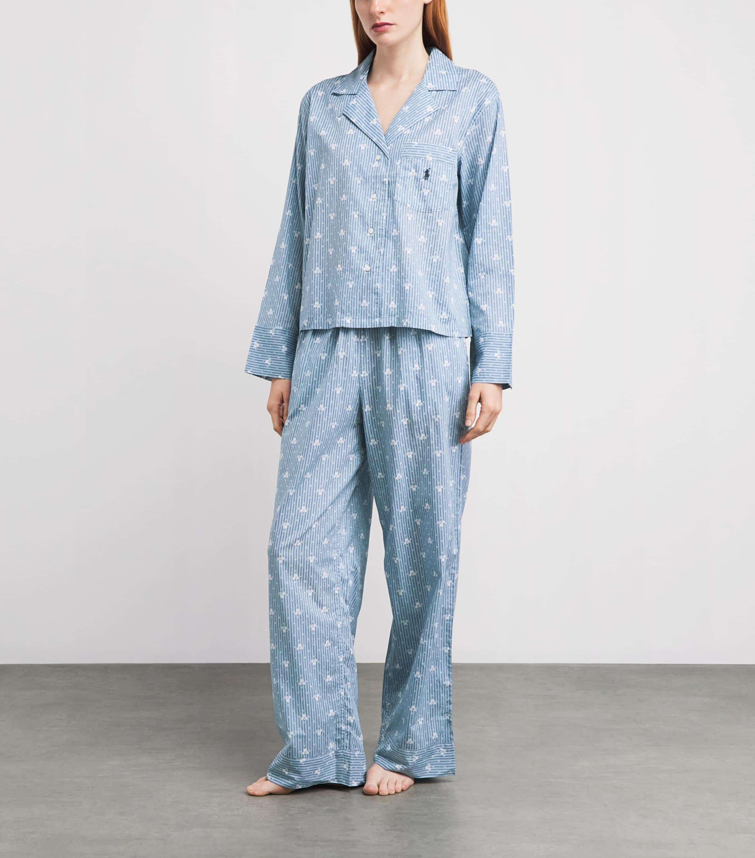 Polo Ralph Lauren Womens Cotton Floral Stripe Pyjama Set Vintage Flral Stripe Image 2