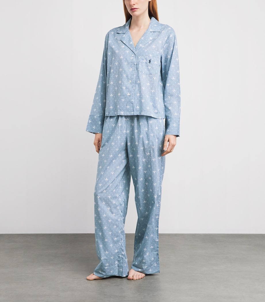 Polo Ralph Lauren Womens Cotton Floral Stripe Pyjama Set Vintage Flral Stripe Image 2