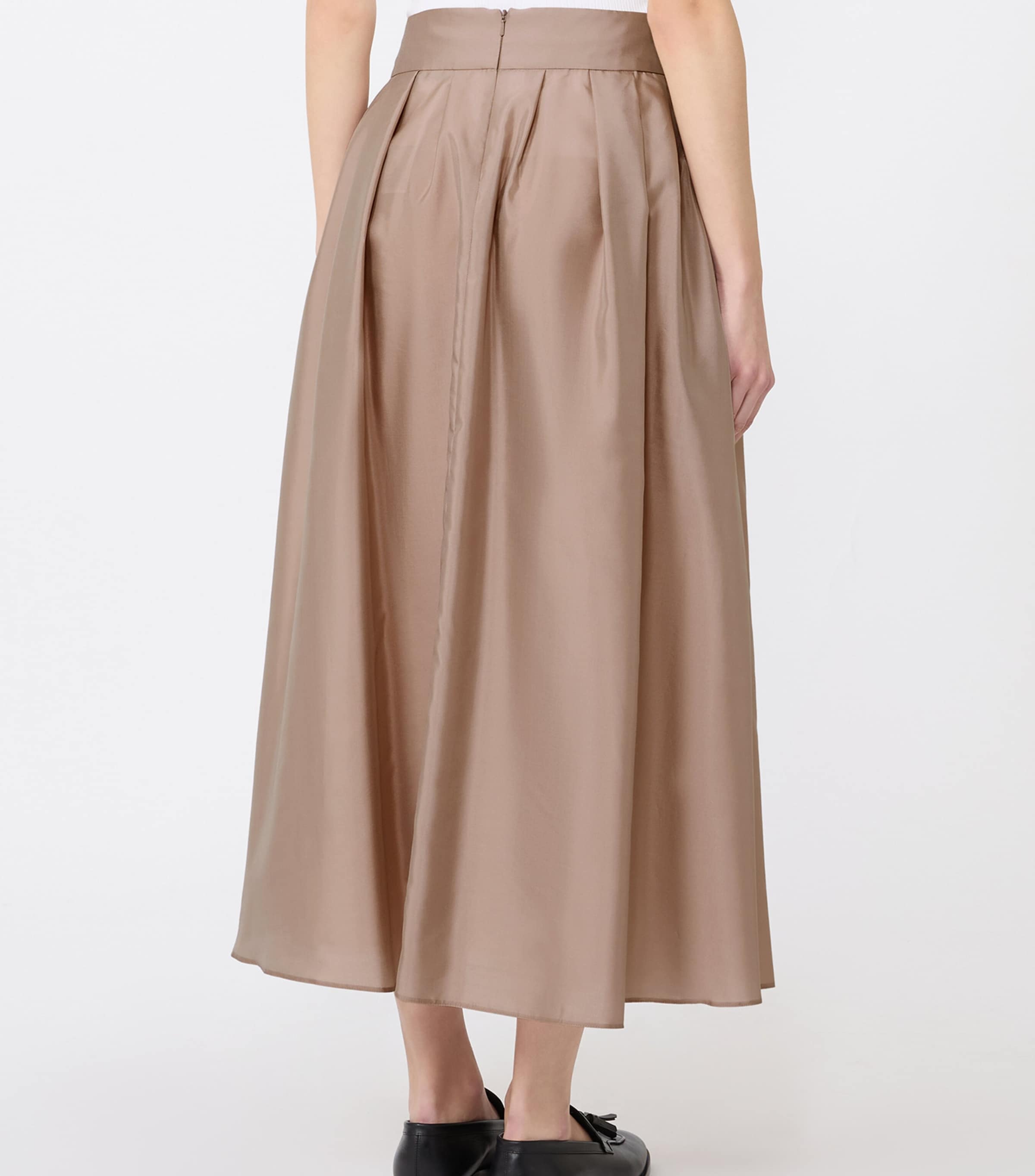 Max Mara Womens Organza Pleated Maxi Skirt Powder Image 3