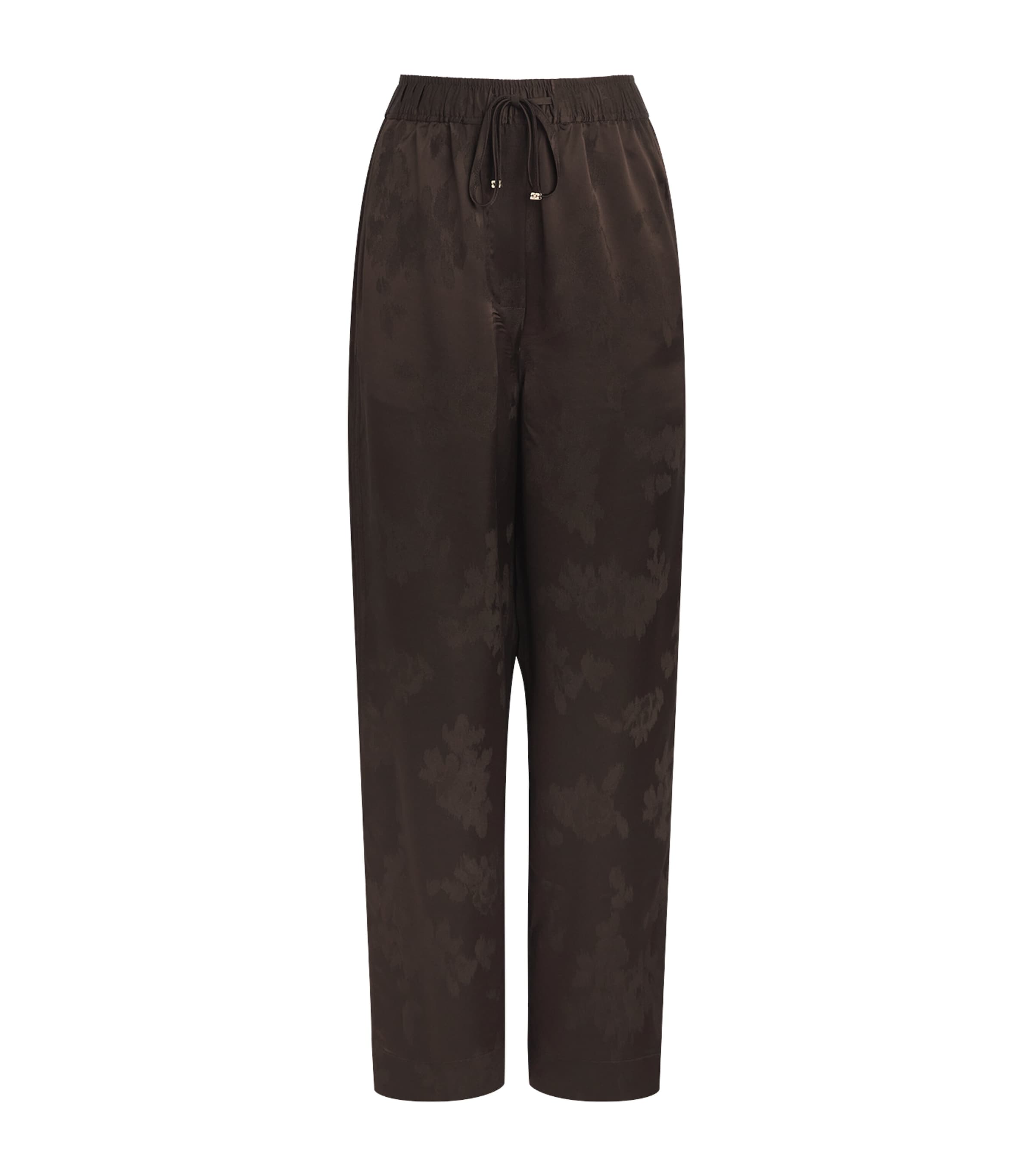GANNI Womens Satin Jacquard Drawstring Trousers Zwx Demitasse Image 1