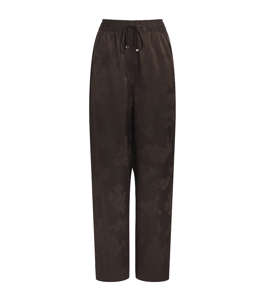 GANNI Womens Satin Jacquard Drawstring Trousers Zwx Demitasse Image 1