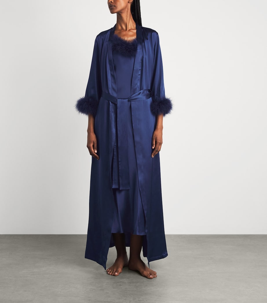 Gilda & Pearl Womens Silk Meet Me At Midnight Robe Sapphire Image 2