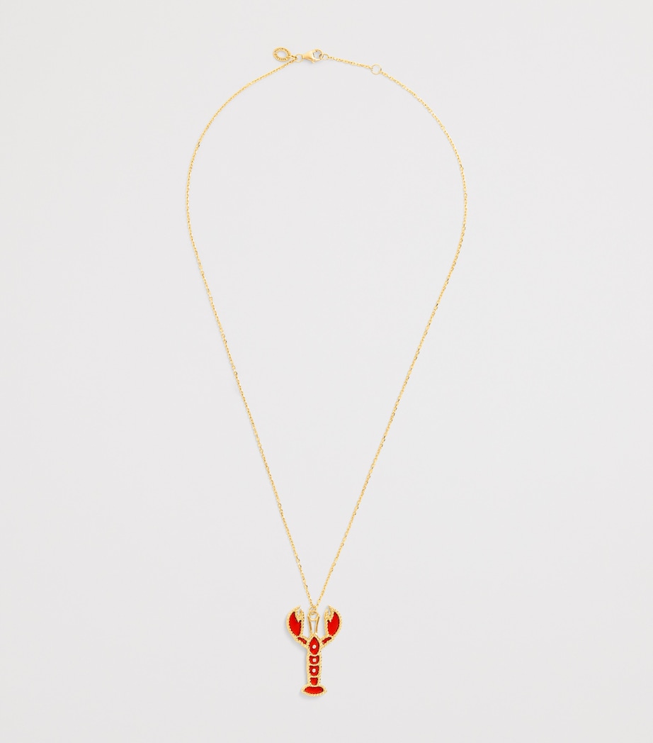 Yellow Gold and Coral Lobster Necklace YELLOW GOLD Image 3