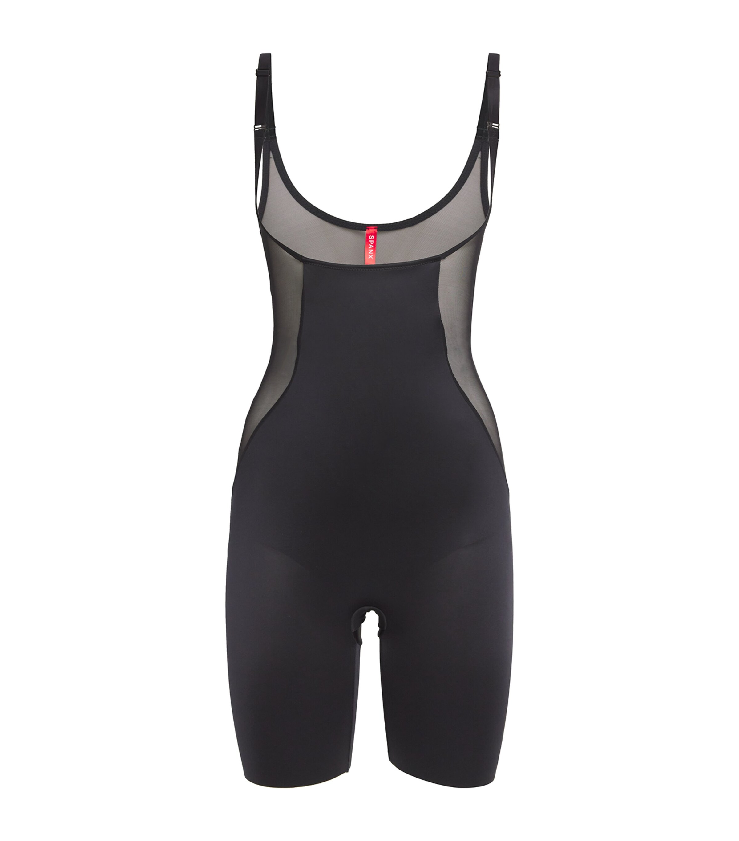 Spanx Oncore Open Bust Mid-thigh Bodysuit In Black
