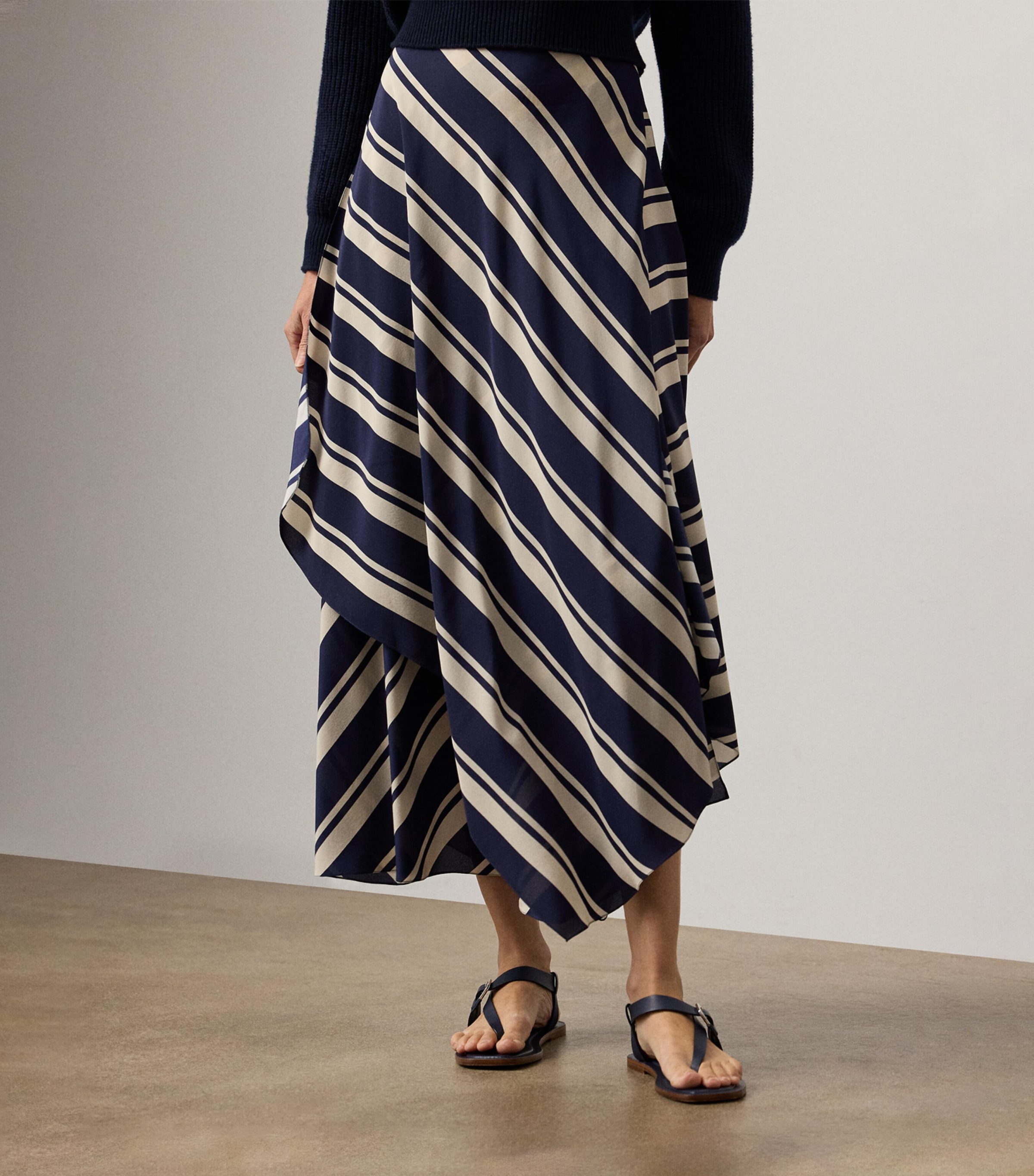 Silk Tilda Striped Maxi Skirt BLUE Image 4