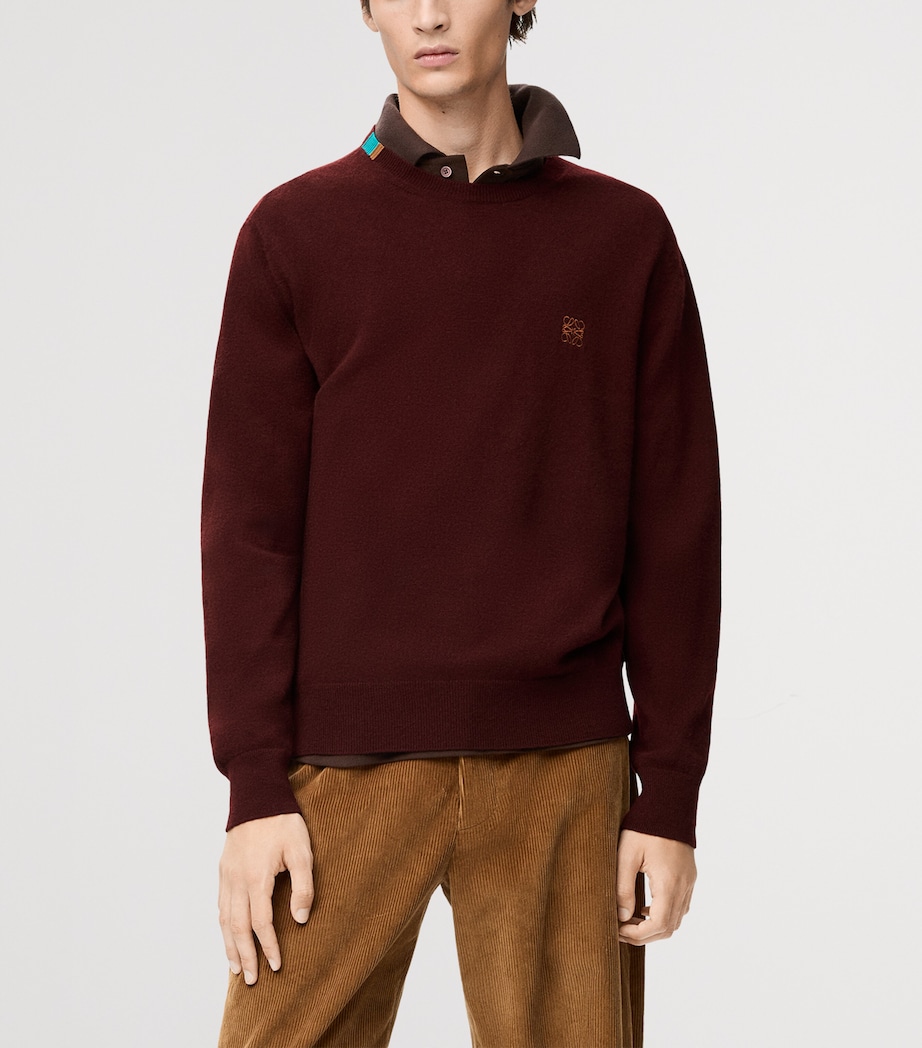 Wool-Blend Anagram Sweater BURGUNDY Image 3