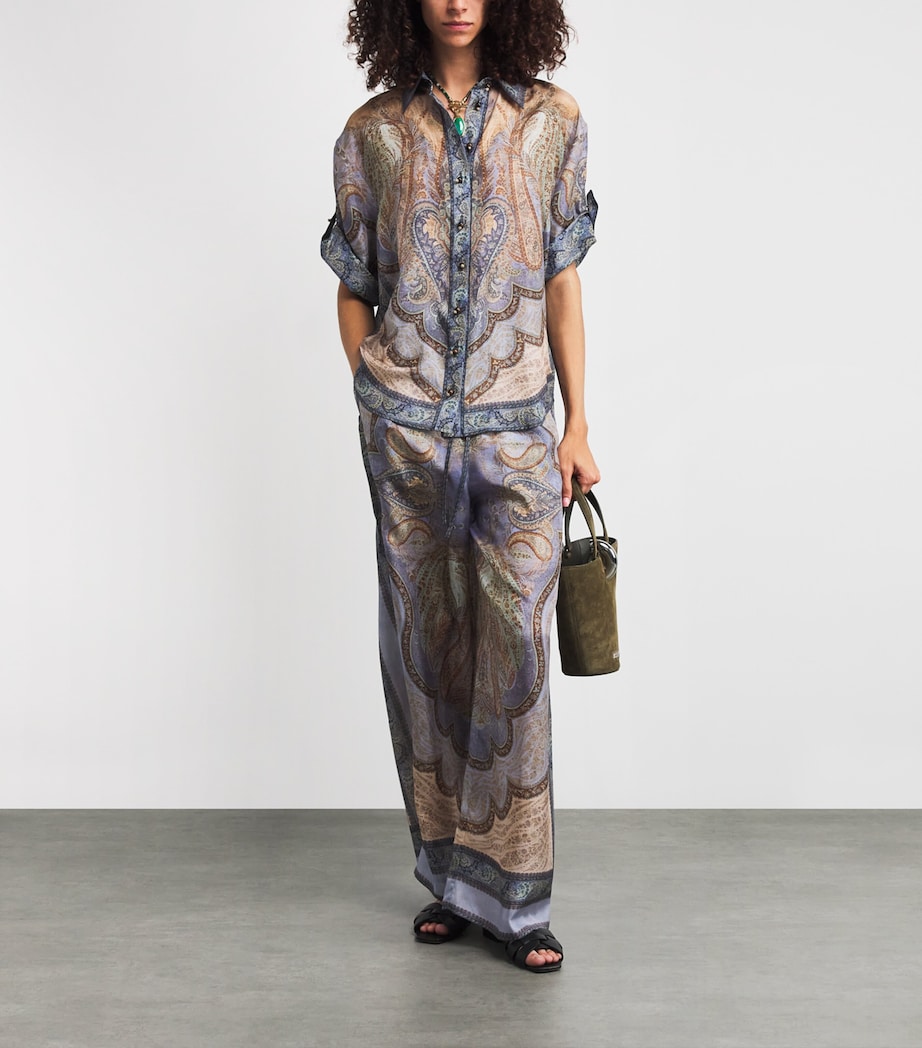 Silk Printed Wanderlust Trousers TAPSTRY BLU MLTITPBL Image 2