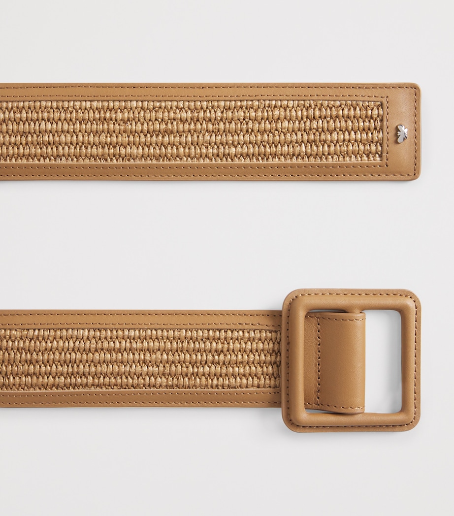 Weekend Max Mara Leather Braided-Trim Belt Tobacco Image 4