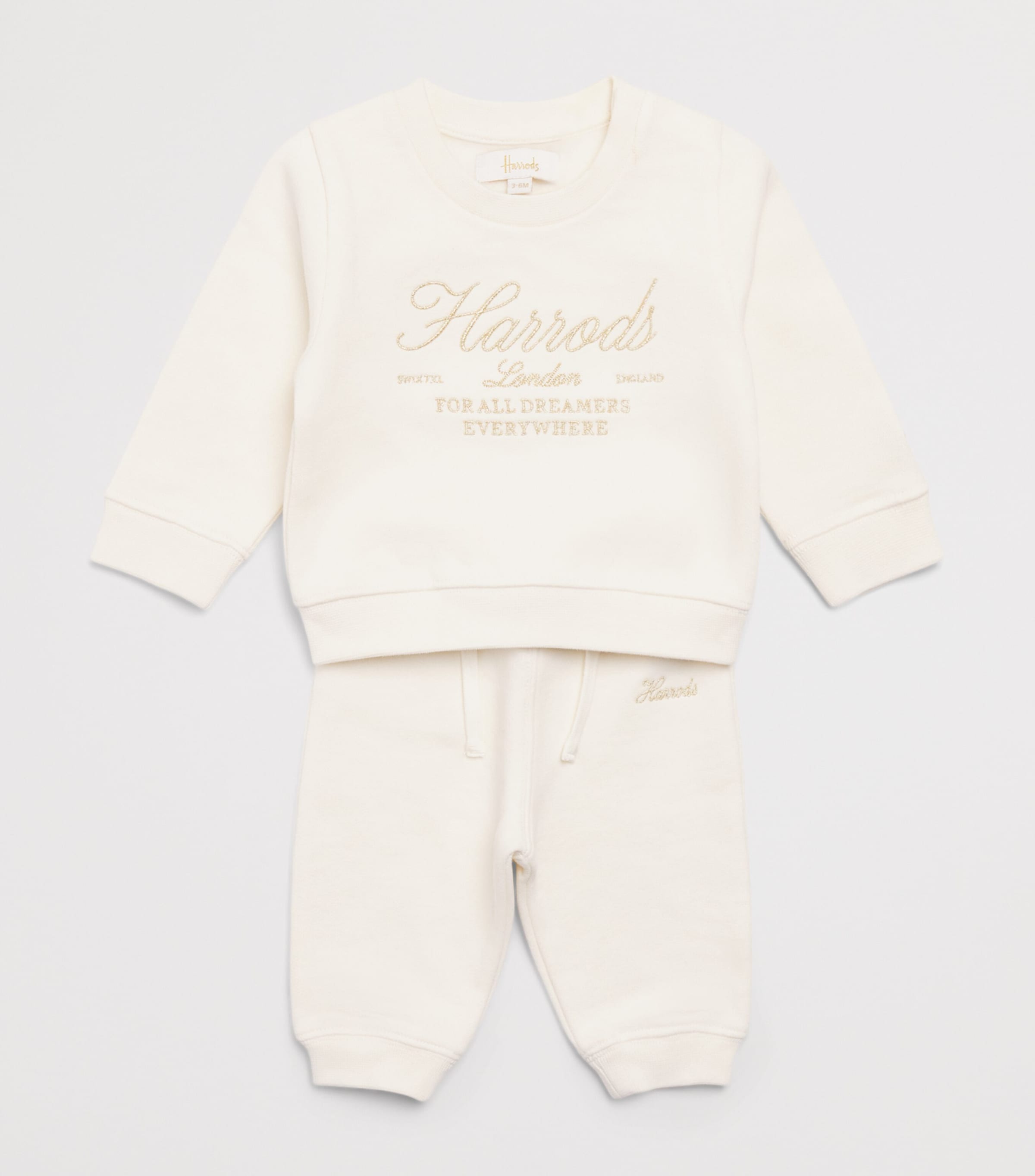 Harrods Cotton Logo Sweatshirt (0-18 Months) Ivory Image 3