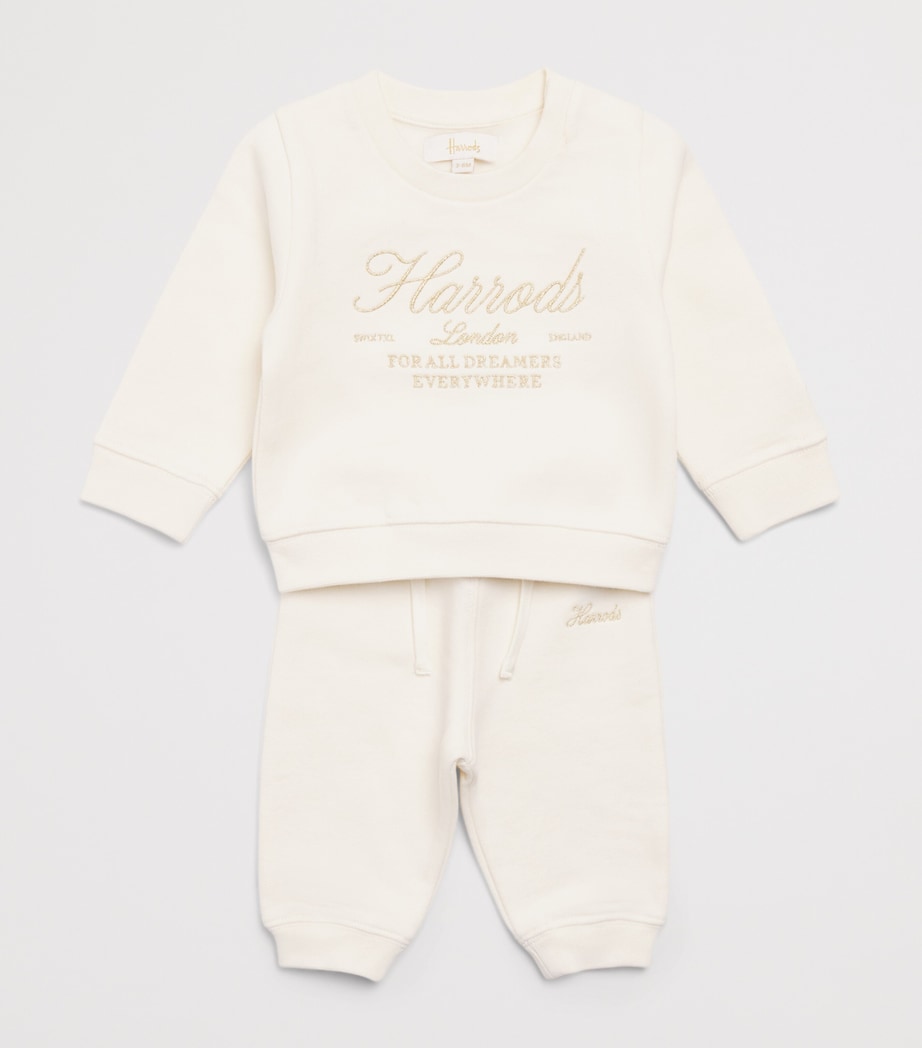 Harrods Cotton Logo Sweatshirt (0-18 Months) Ivory Image 3