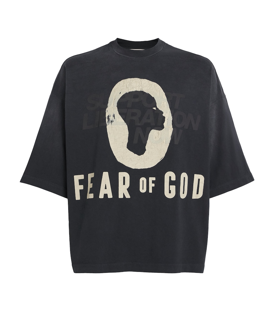 Fear Of God Mens x DSYF Support Liberation Now T-Shirt Black/ Image 1