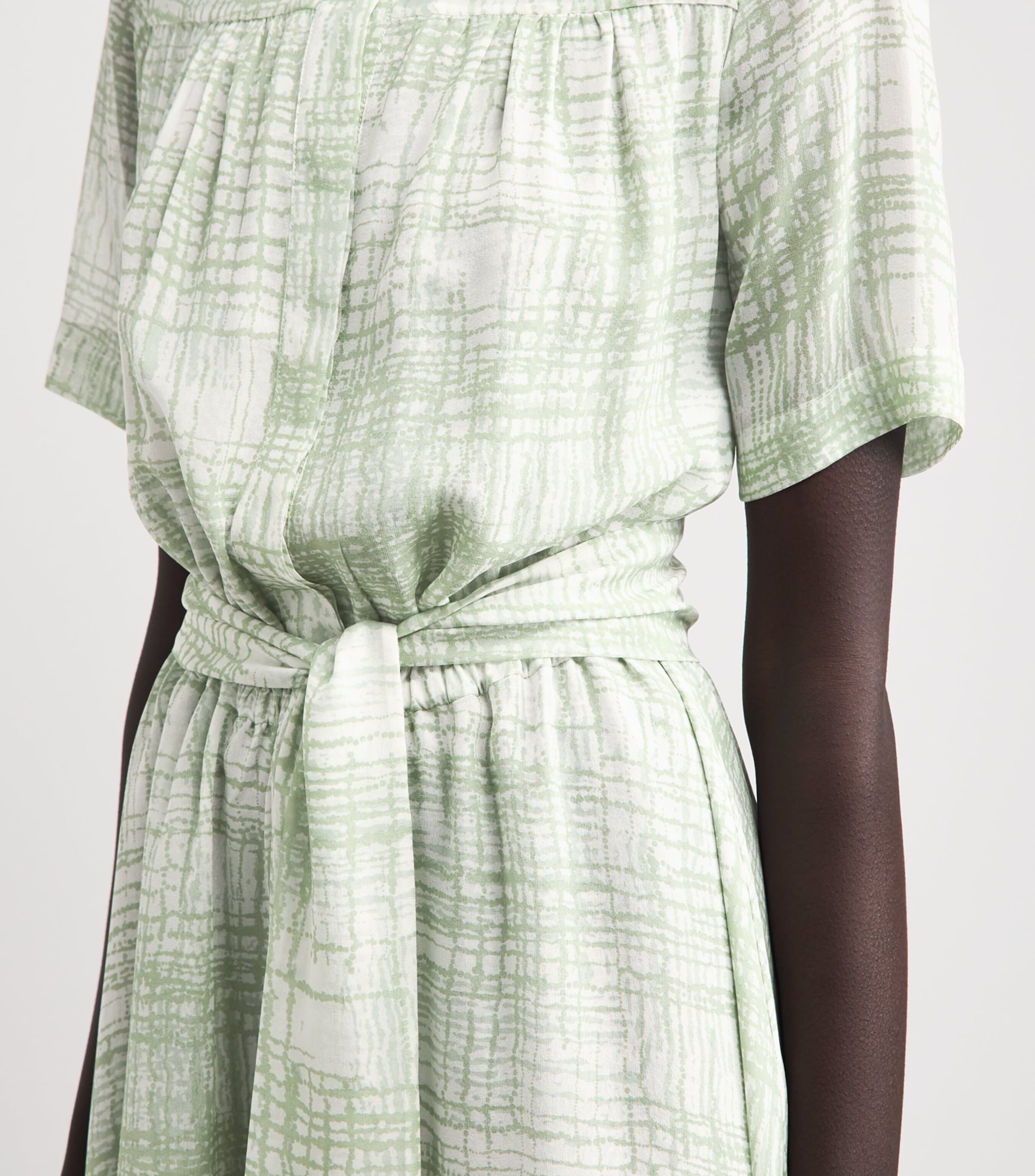 Kiton Womens Silk Printed Midi Shirt Dress Mint Green Image 3