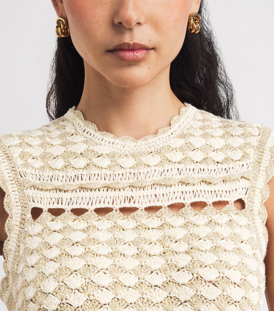 Metallic Crochet Wanderlust Top METALLIC GLD/CRMMTGC Image 6