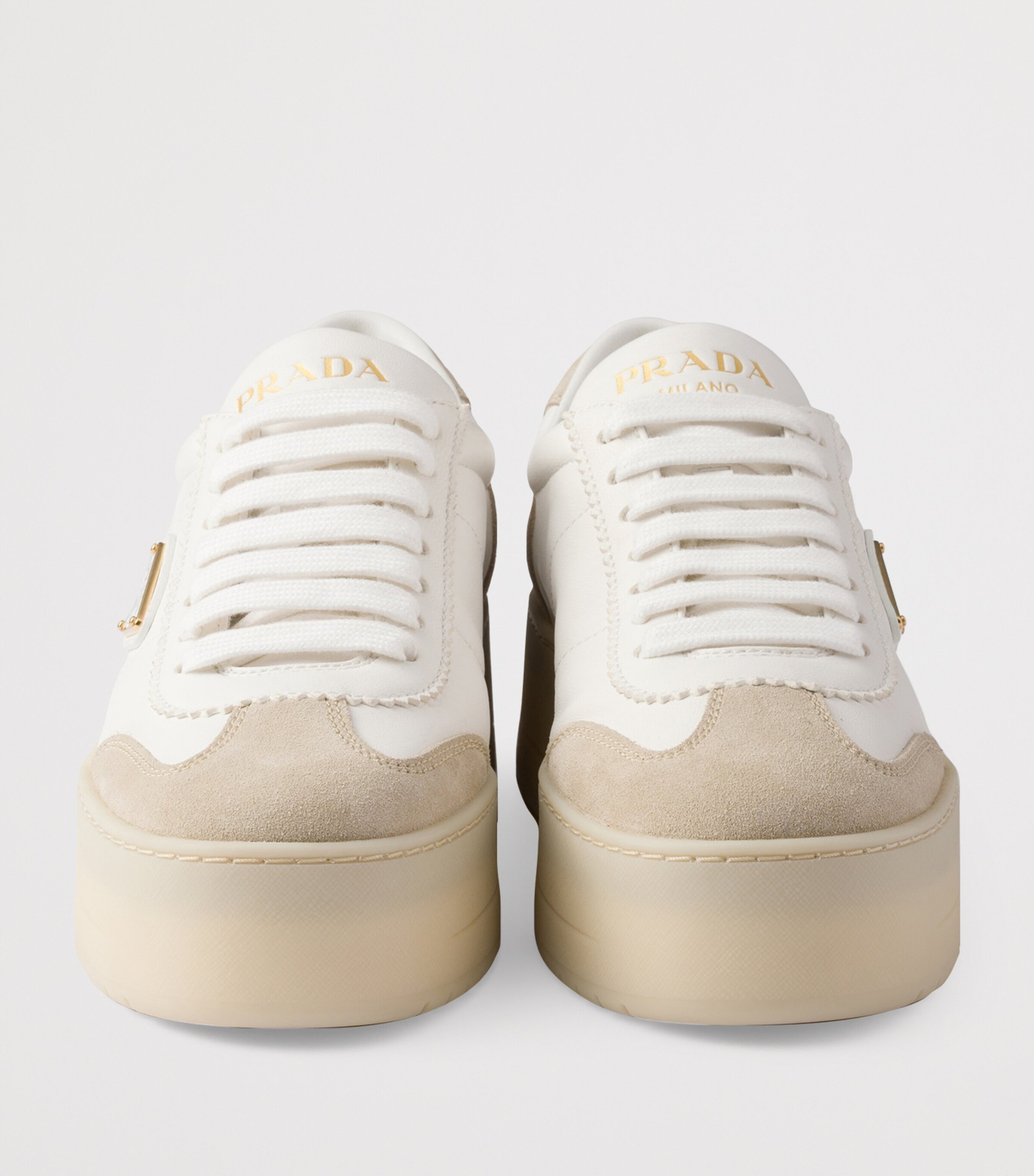 Prada Leather-Suede Downtown Bold Sneakers Image 5