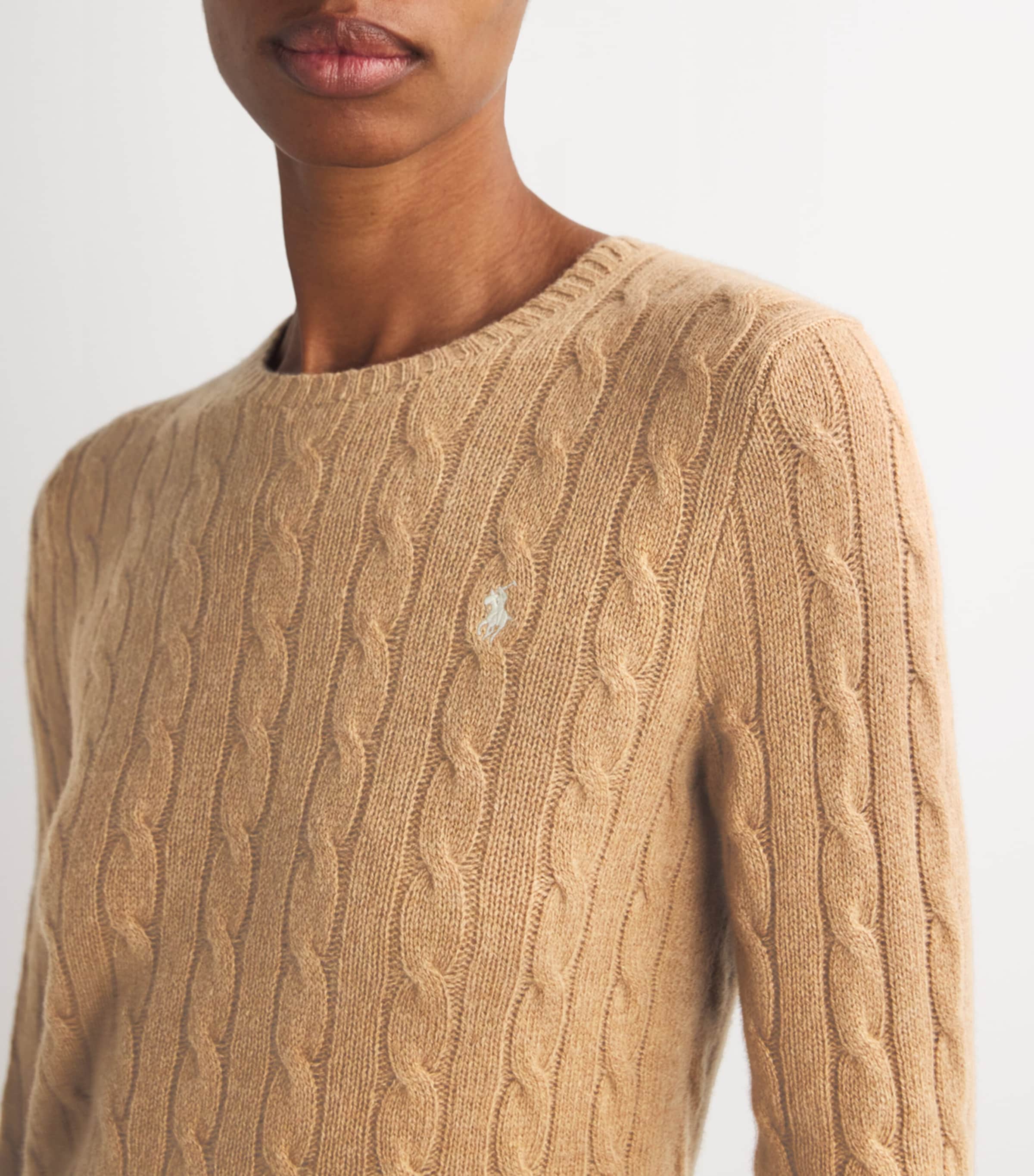 Polo Ralph Lauren Womens Wool-Cashmere Julianna Sweater Cllctn Camel Melange Image 6