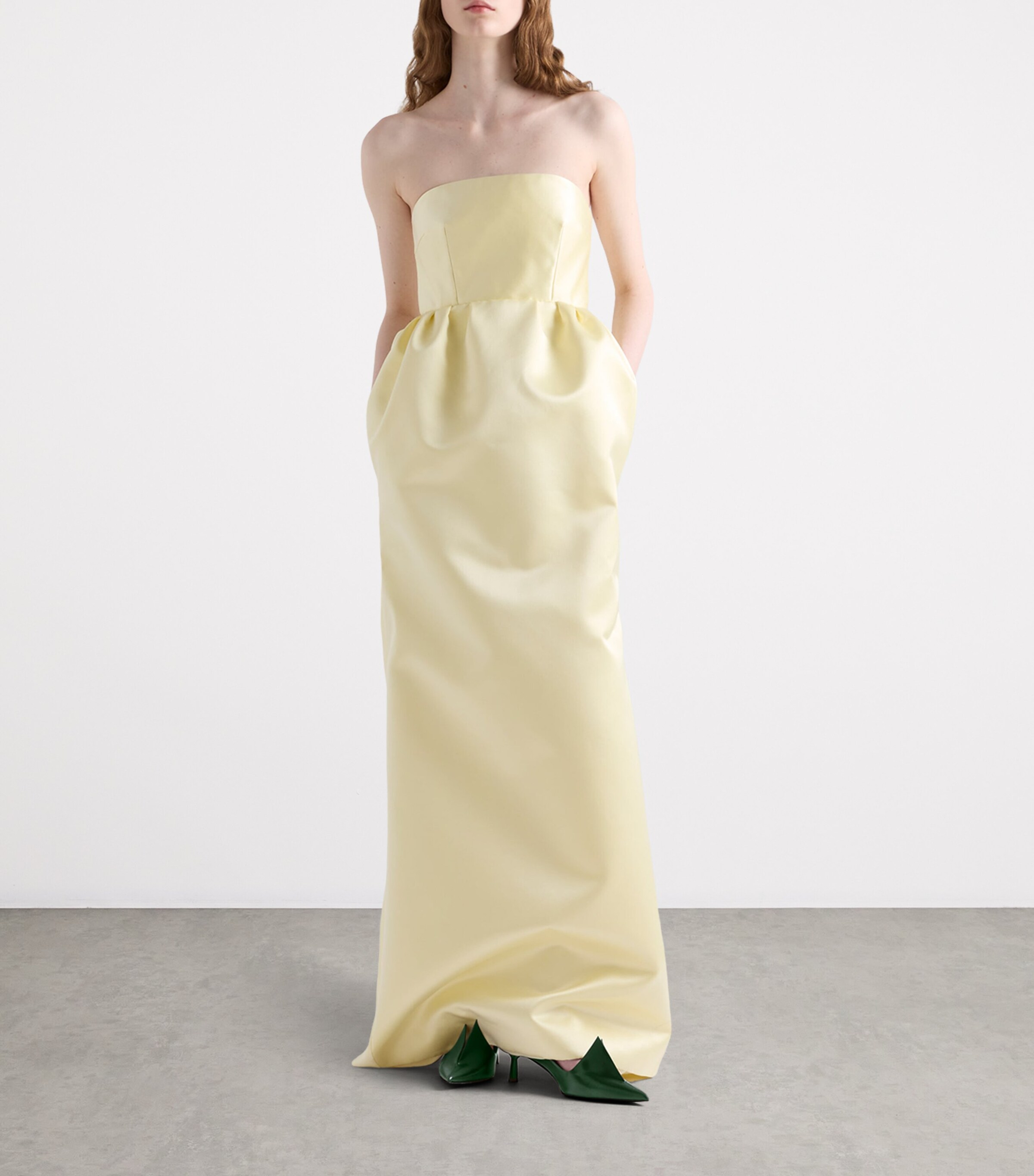 Prada Womens Silk Strapless Maxi Dress Image 2