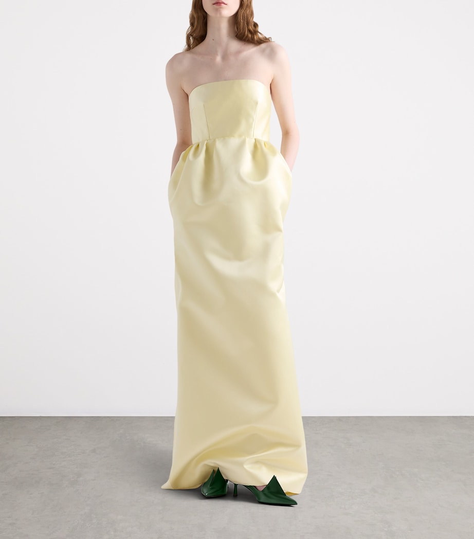 Prada Womens Silk Strapless Maxi Dress Image 2